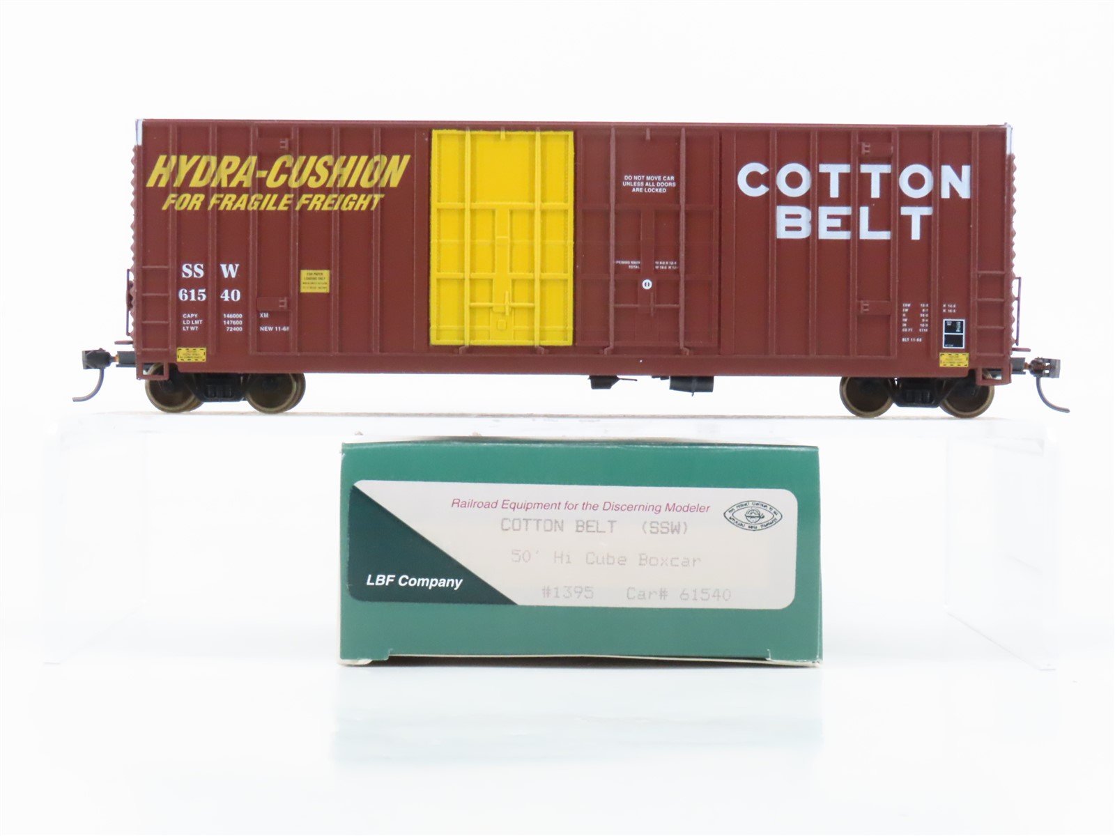 HO Scale LBF 1395 SSW Cotton Belt 50' Double Plug Door Hi-Cube Box Car #61540