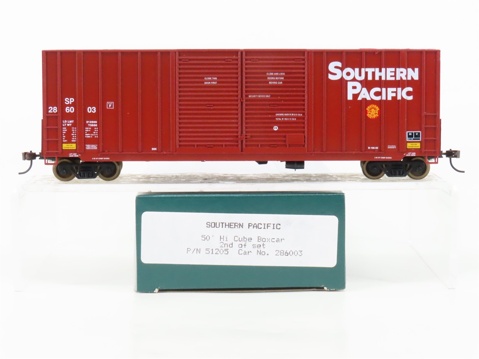 HO Scale LBF 51205 SP Southern Pacific 50' Double Door Hi-Cube Box Car #286003
