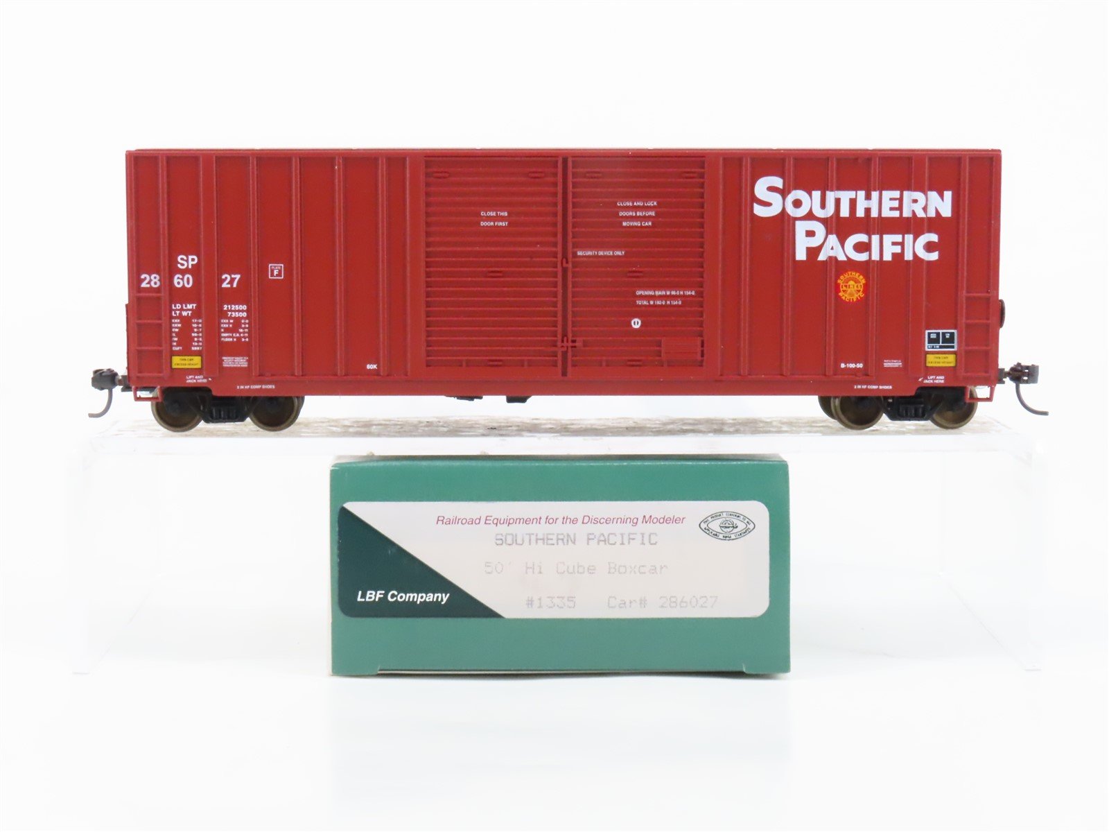HO Scale LBF 1335 SP Southern Pacific 50' Double Door Hi-Cube Box Car #286027