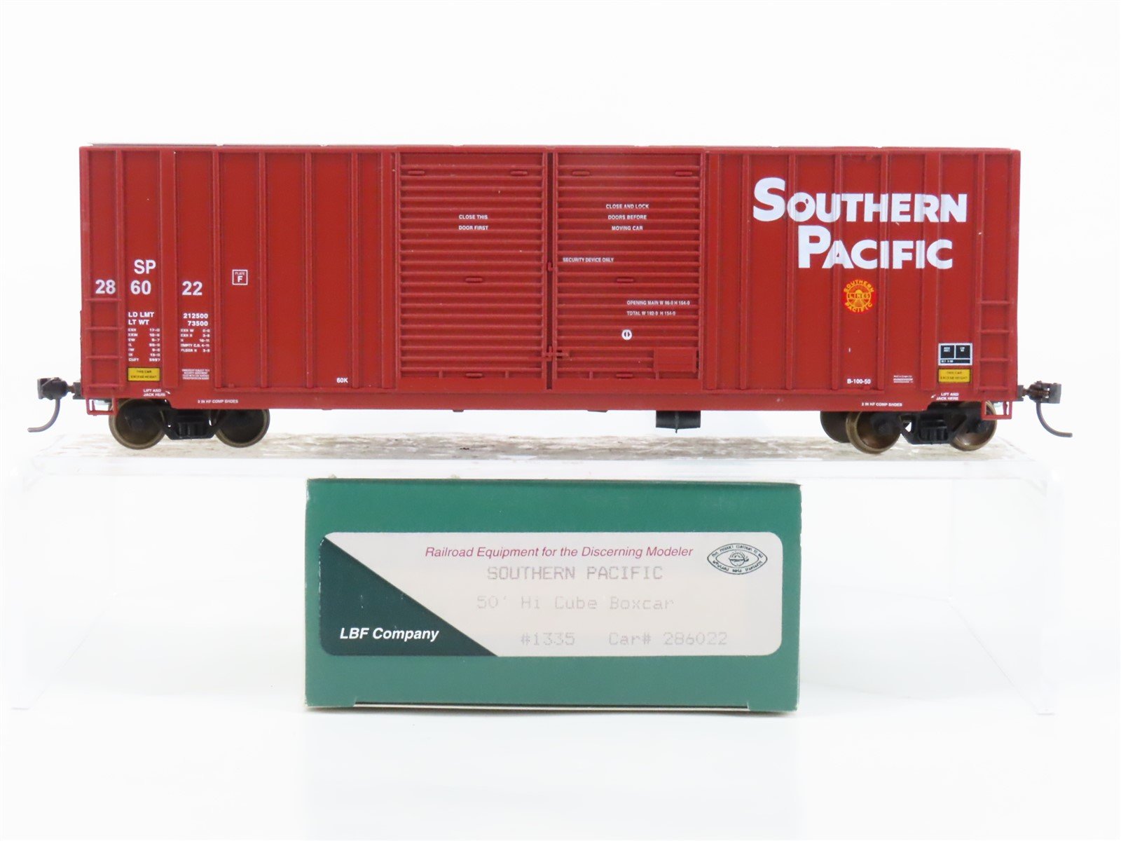 HO Scale LBF 1335 SP Southern Pacific 50' Double Door Hi-Cube Box Car #286022