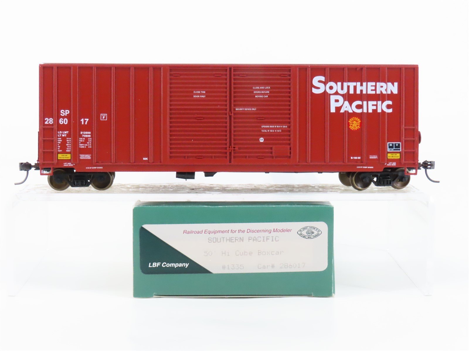 HO Scale LBF 1335 SP Southern Pacific 50' Double Door Hi-Cube Box Car #286017