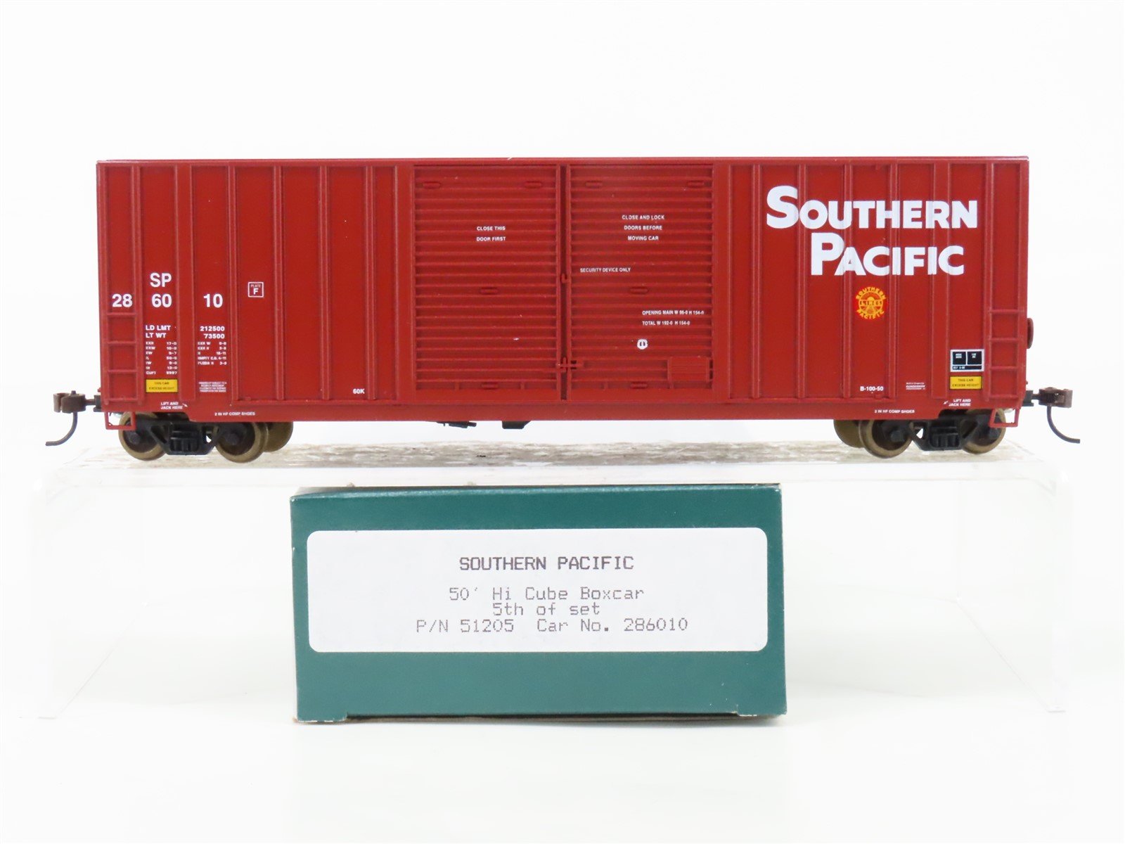 HO Scale LBF 51205 SP Southern Pacific 50' Double Door Hi-Cube Box Car #286010