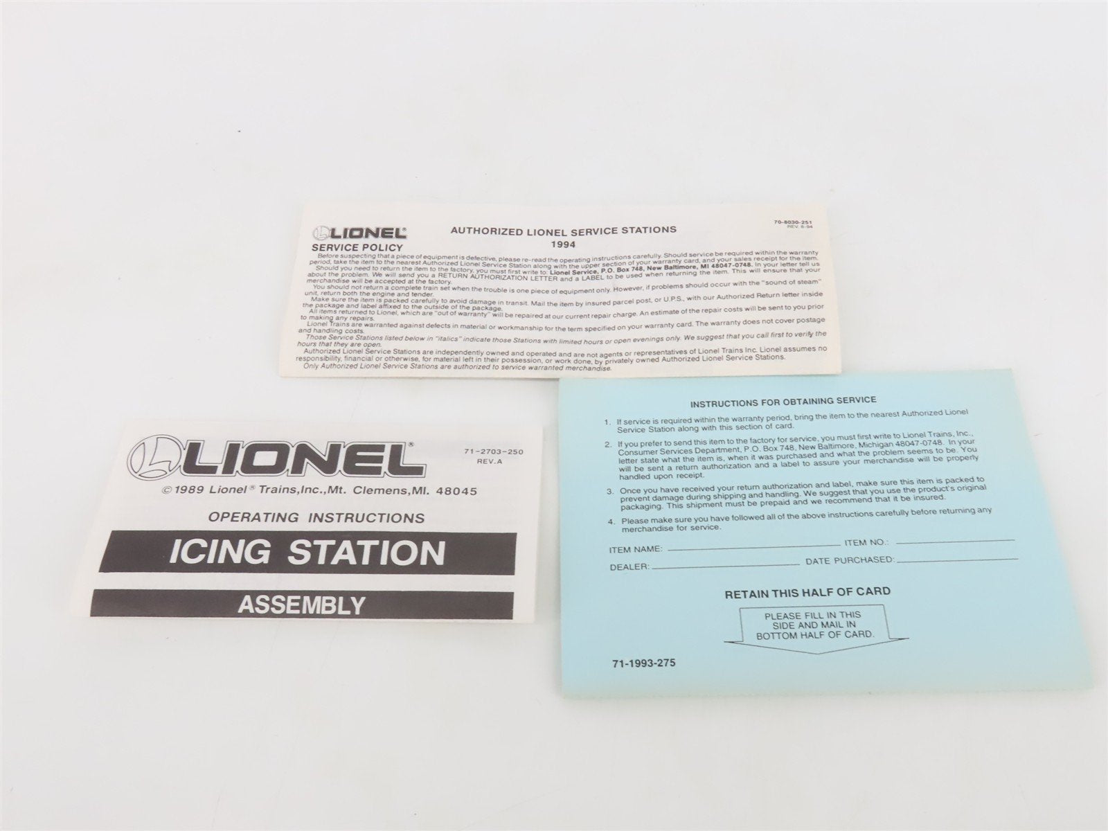 O 1/48 Scale Lionel 6-12847 Operating Icing Station