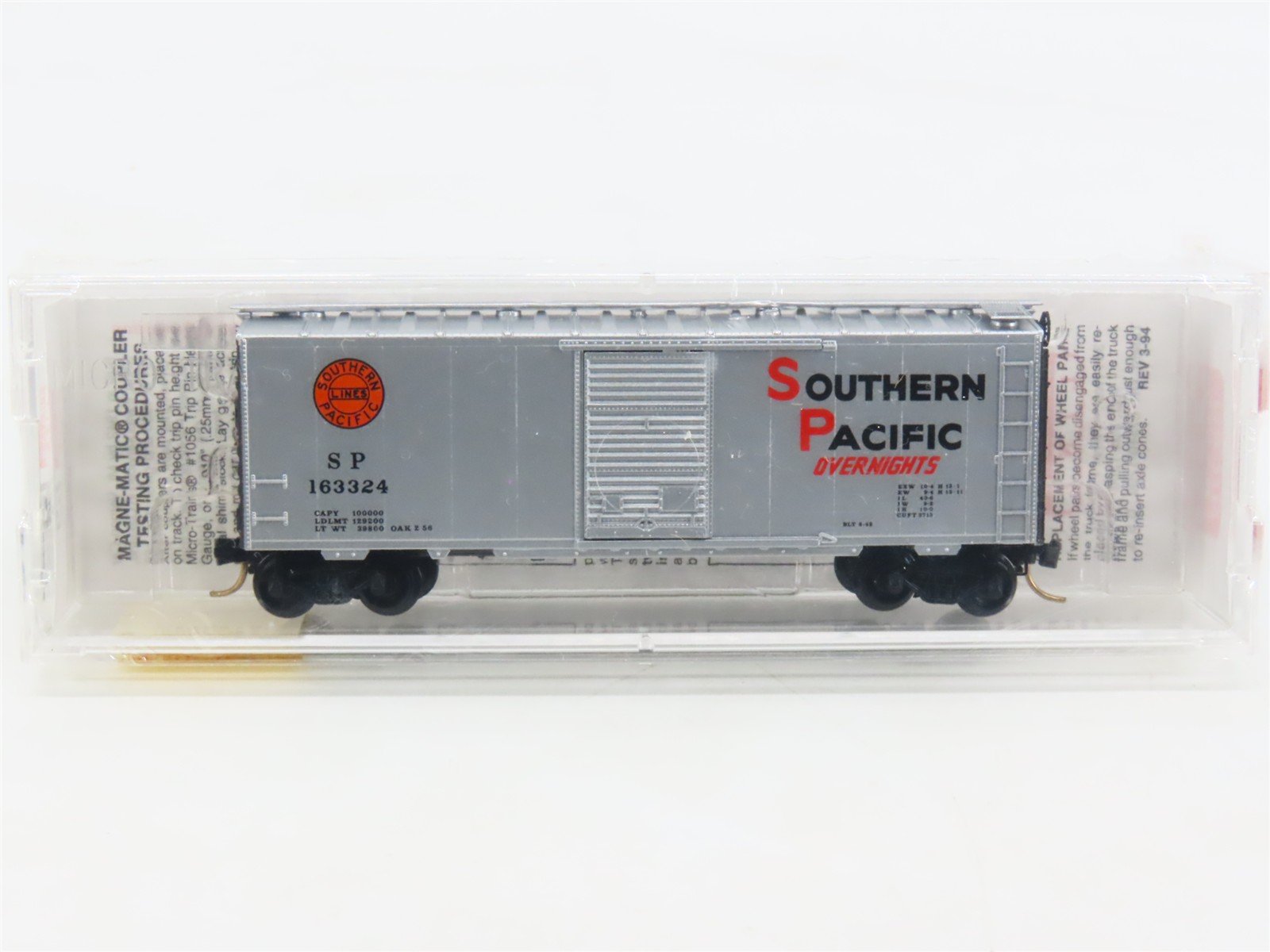 N Scale Micro-Trains MTL 20760 SP Southern Pacific Overnights 40' Boxcar #163324