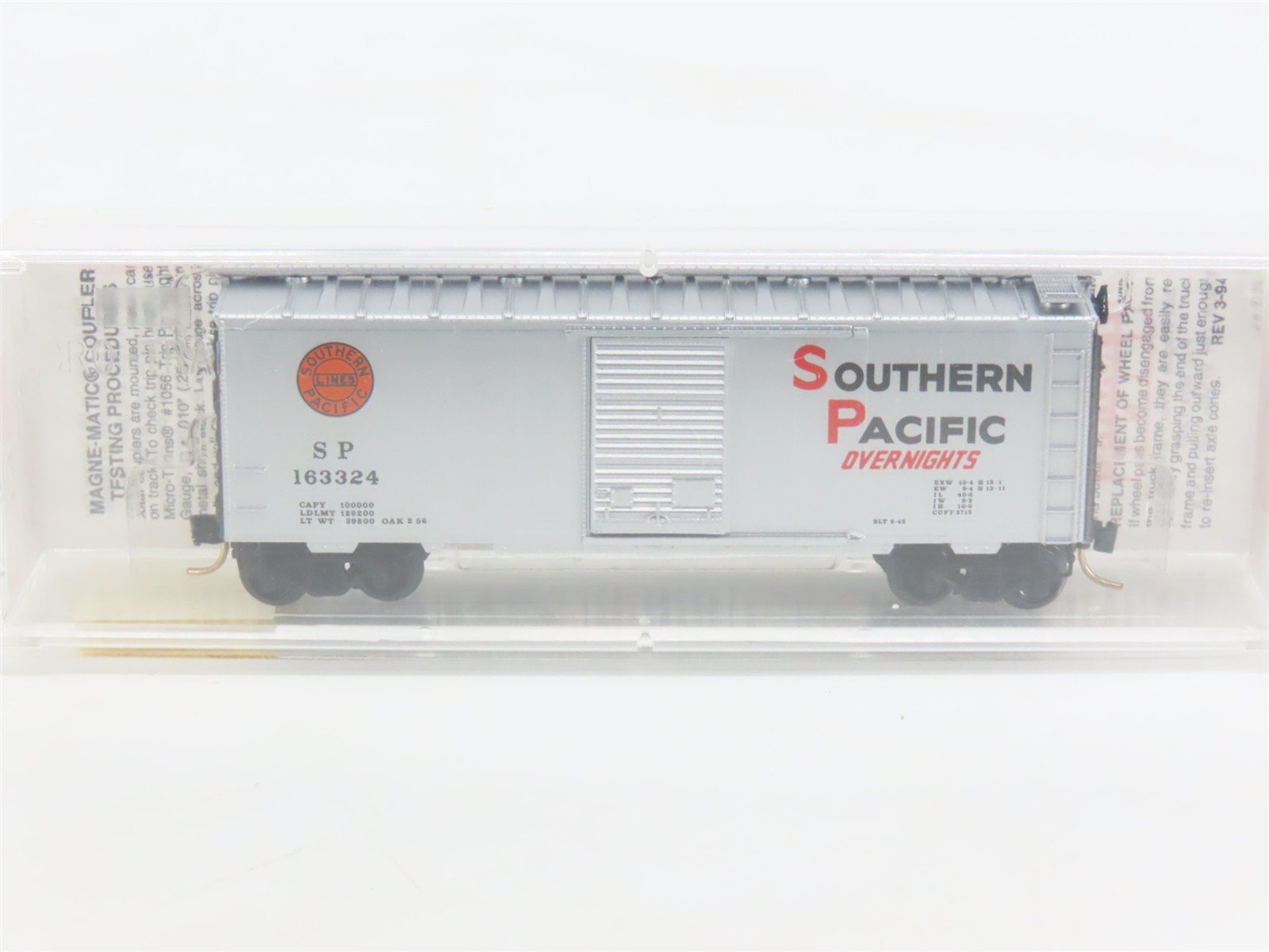 N Scale Micro-Trains MTL 20760 SP Southern Pacific Overnights 40' Boxcar #163324