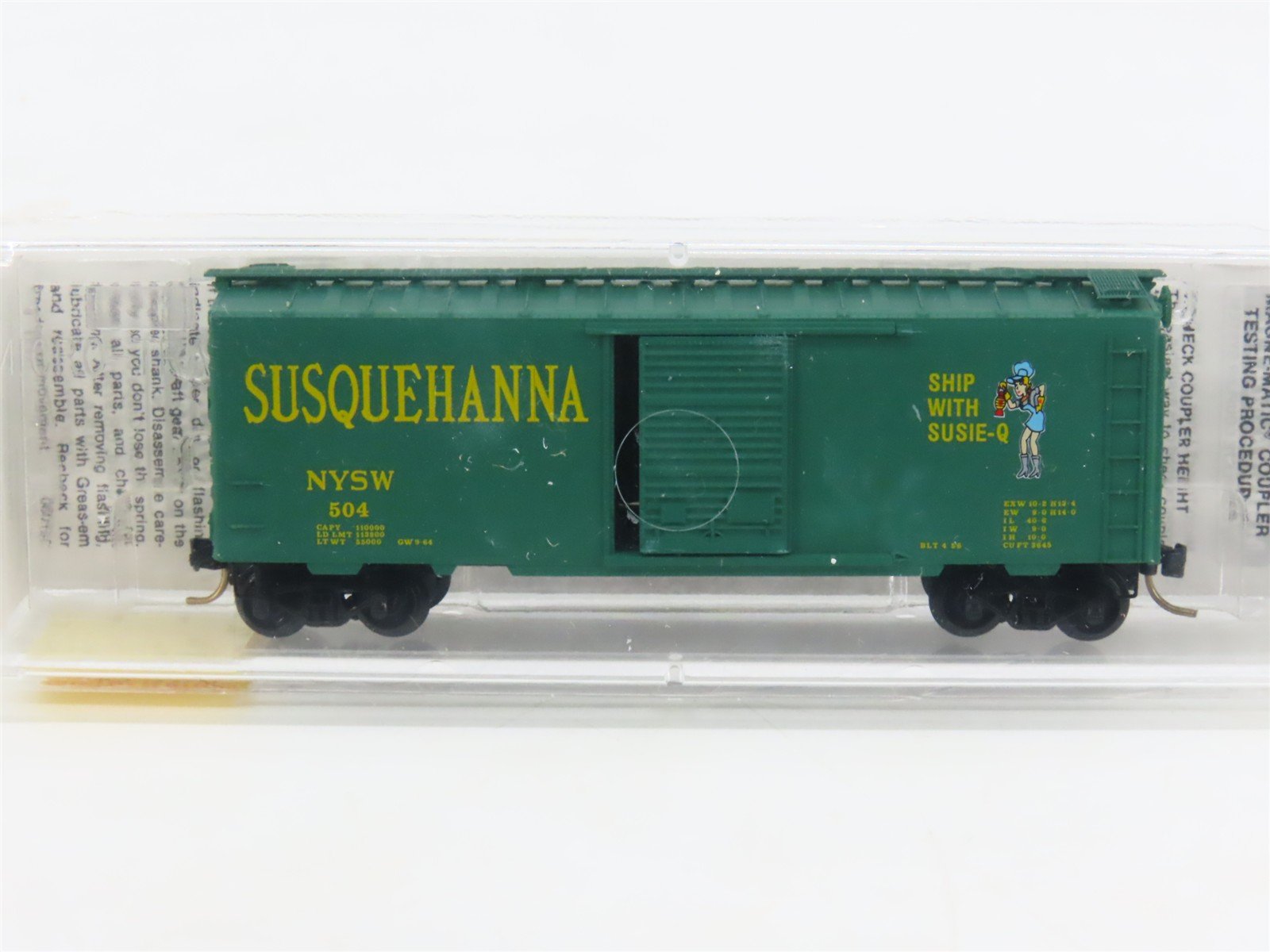 N Scale Micro-Trains MTL 20670 NYSW Susquehanna Susie Q 40' Box Car #504