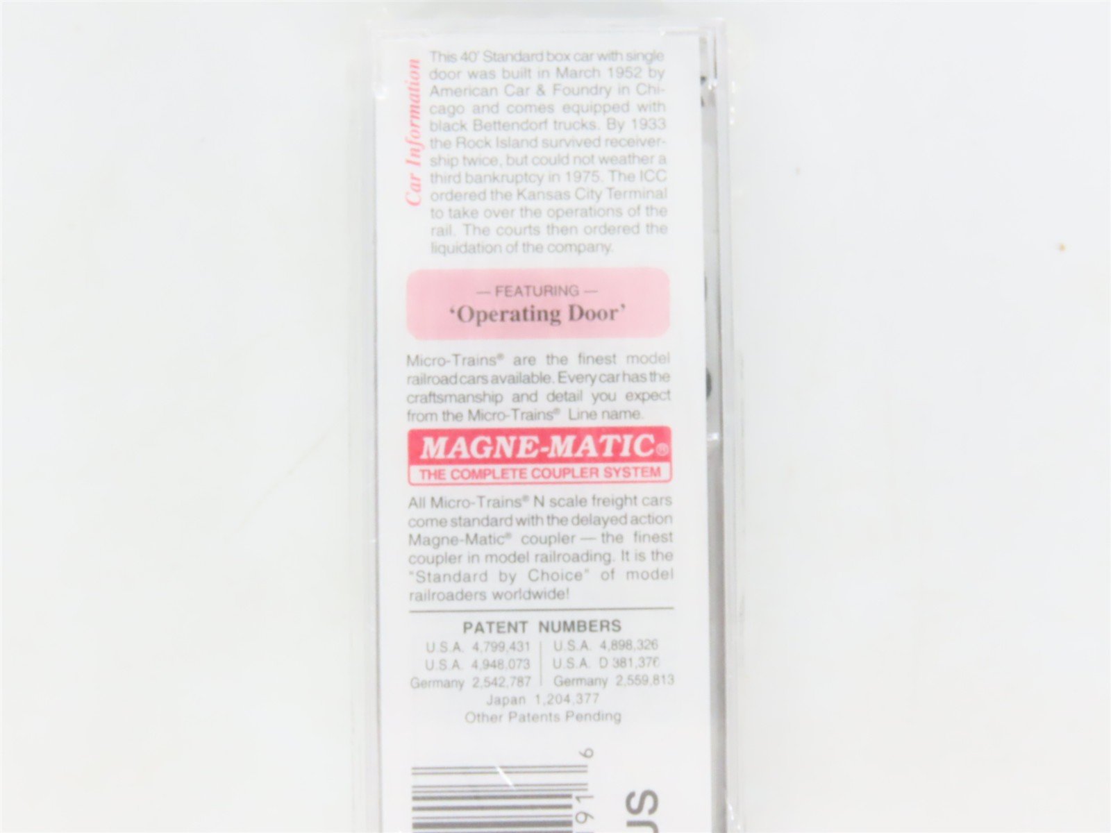 N Scale Micro-Trains MTL 20700 RI Route Of The Rockets 40' Box Car #23220