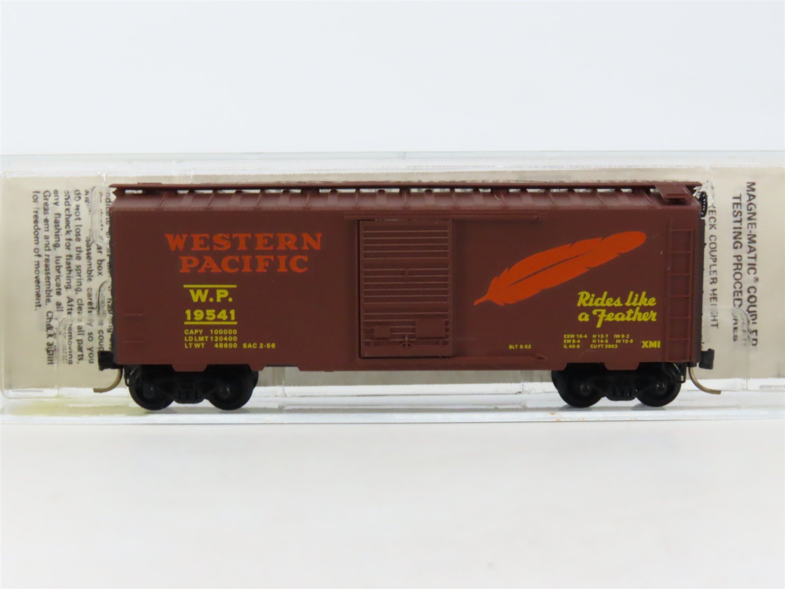 N Kadee Micro-Trains MTL 20800 WP Western Pacific Feather 40' Box Car #19541