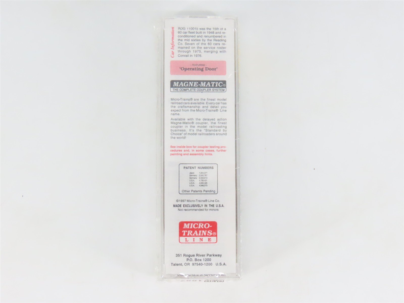 N Scale Micro-Trains MTL 20810 RDG Reading Lines 40' Single Door Box Car #110015