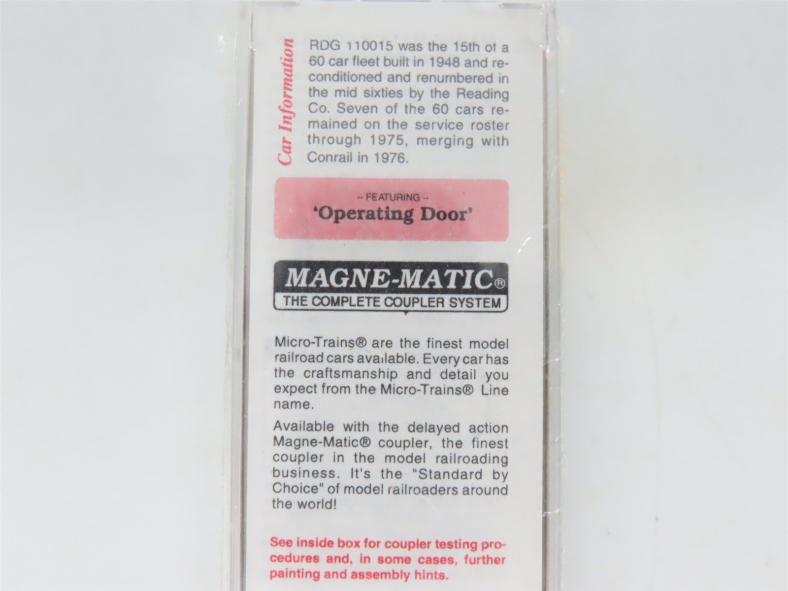 N Scale Micro-Trains MTL 20810 RDG Reading Lines 40' Single Door Box Car #110015