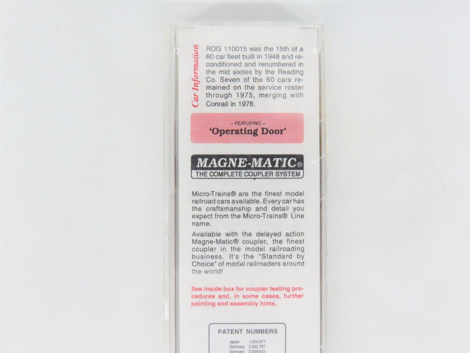 N Scale Micro-Trains MTL 20810 RDG Reading Lines 40' Single Door Box Car #110015