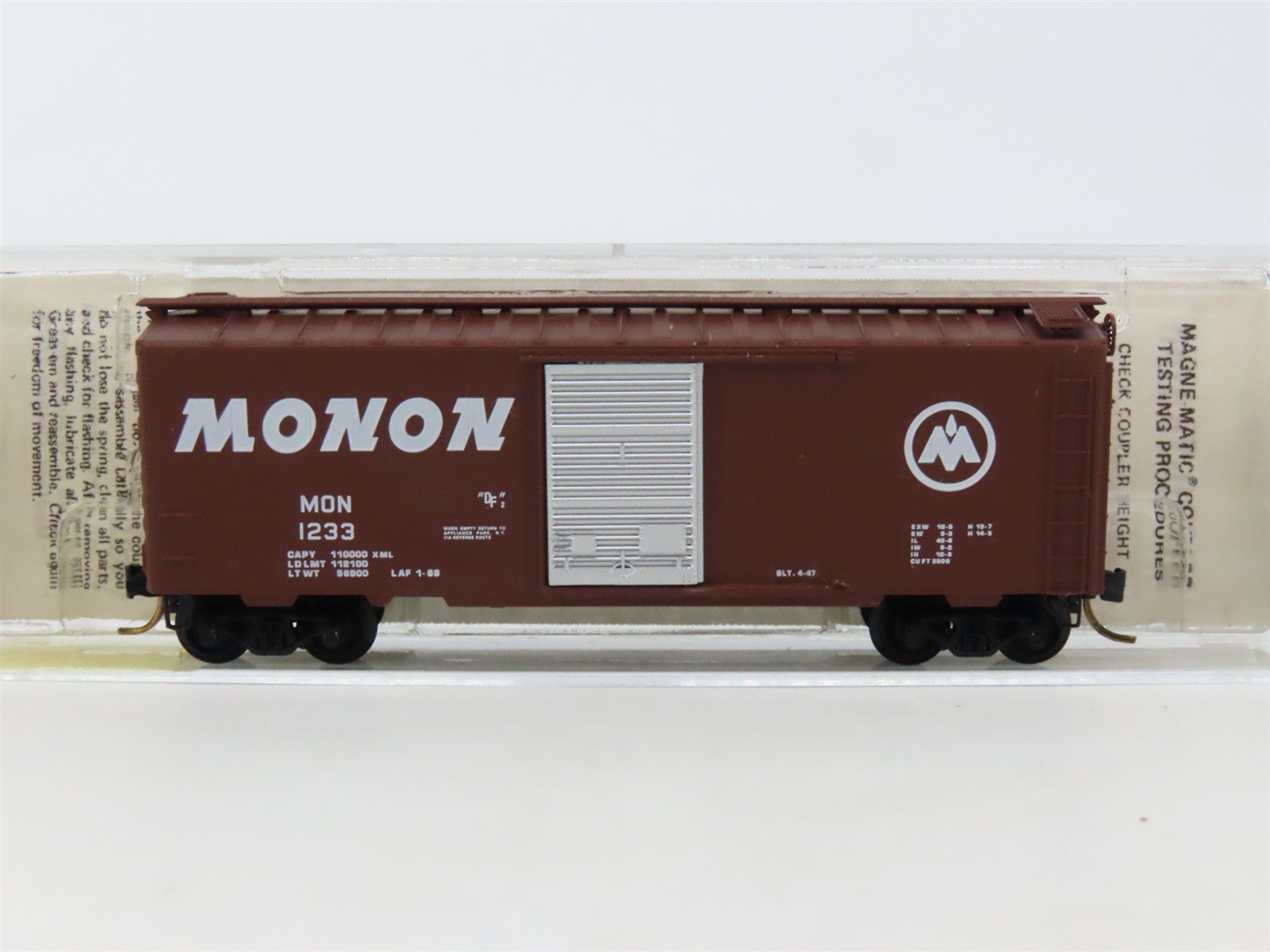 N Scale Kadee Micro-Trains MTL 20770 MON MONON 40' Single Door Box Car #1233