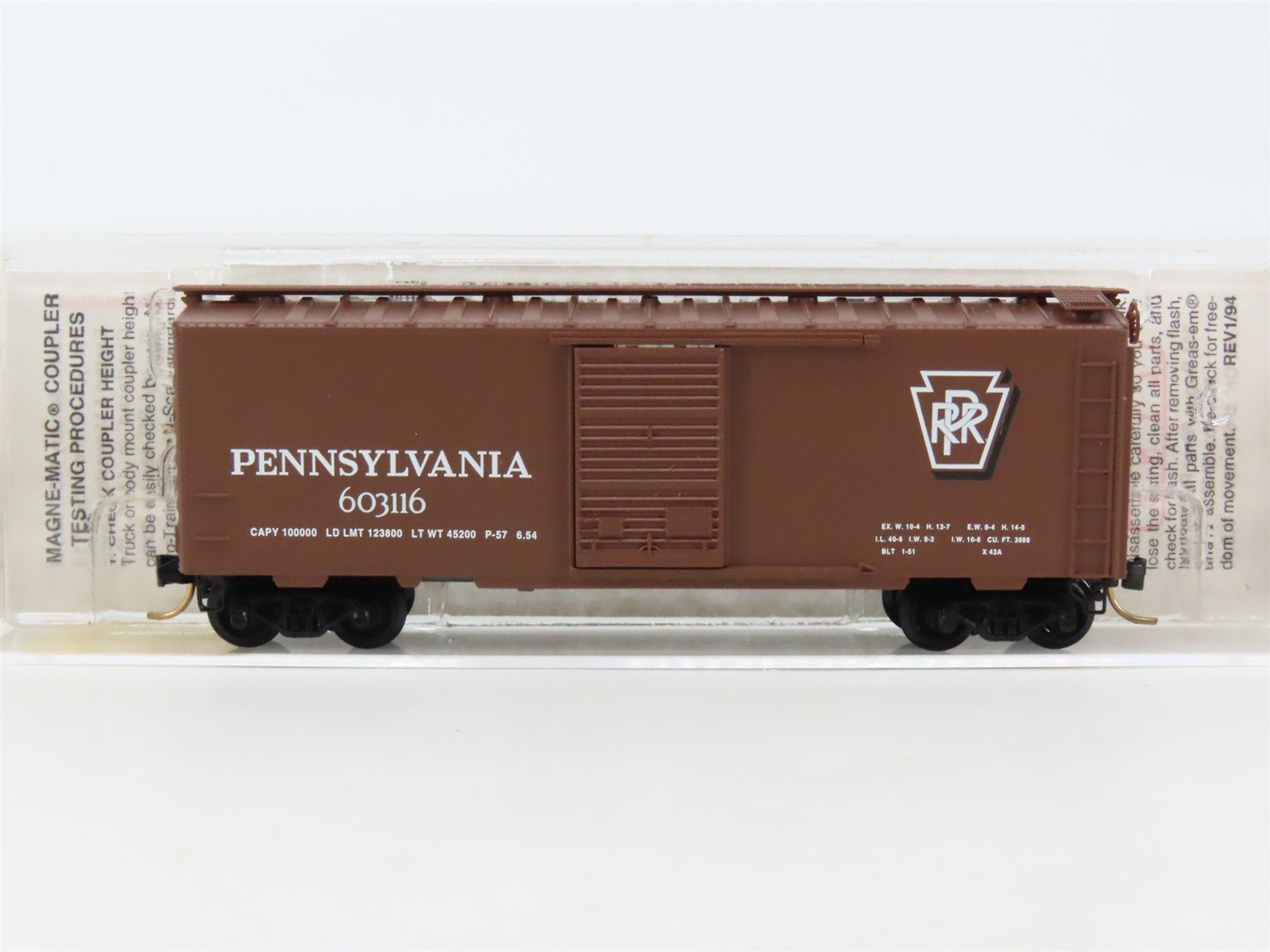 N Scale Micro-Trains MTL 20780 PRR Pennsylvania 40' Single Door Box Car #603116