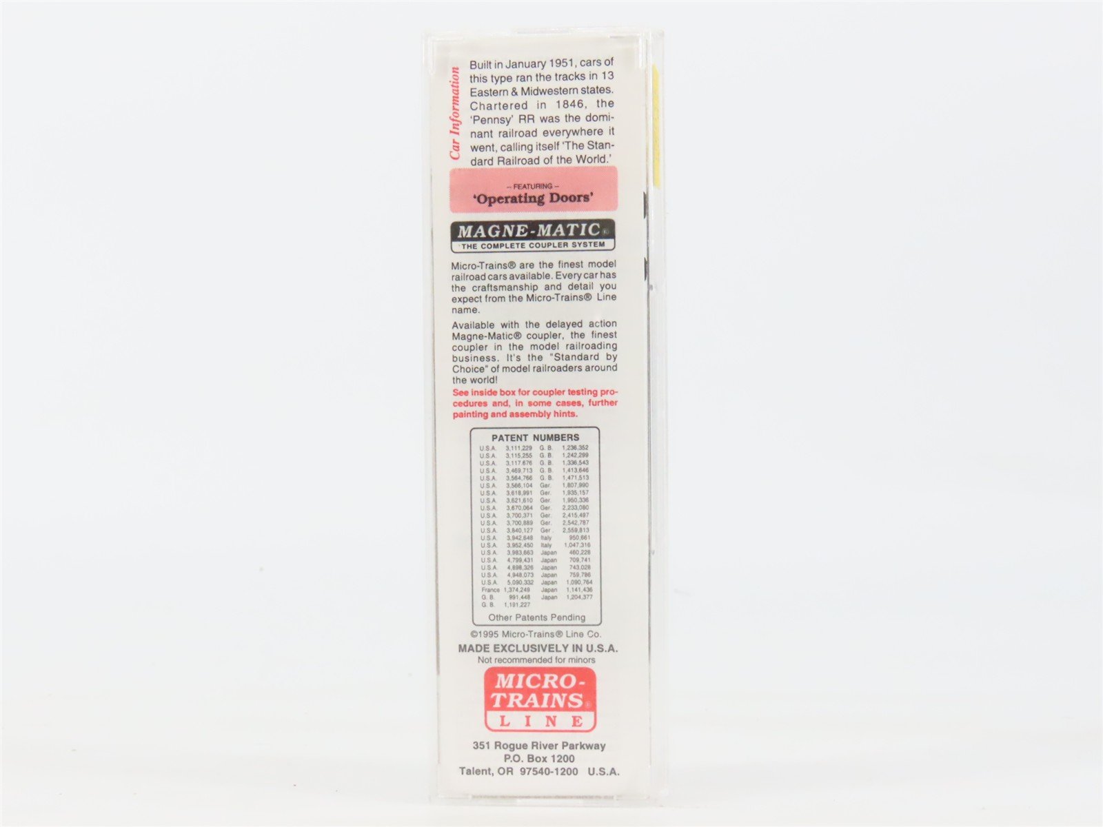 N Scale Micro-Trains MTL 20780 PRR Pennsylvania 40' Single Door Box Car #603116