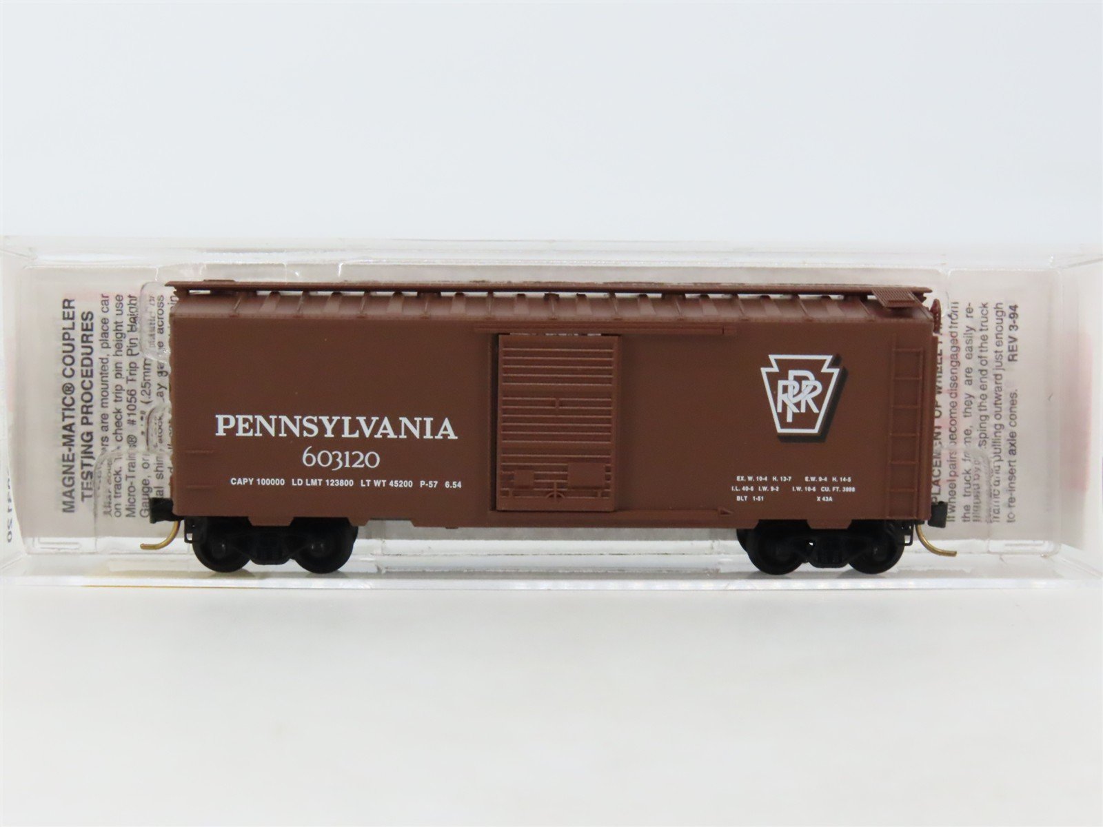 N Scale Micro-Trains MTL 20780/2 PRR Pennsylvania 40' Single Door Boxcar #603120