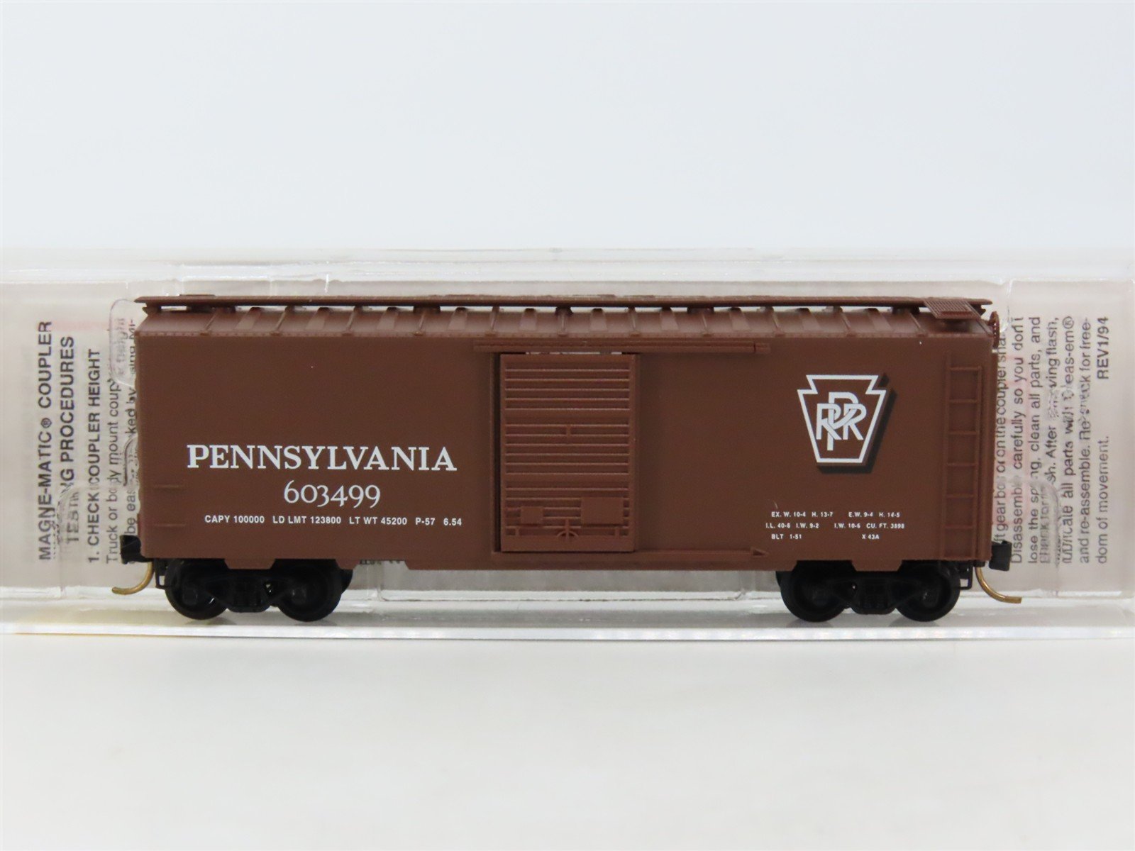 N Scale Micro-Trains MTL 20780/3 PRR Pennsylvania 40' Single Door Boxcar #603499