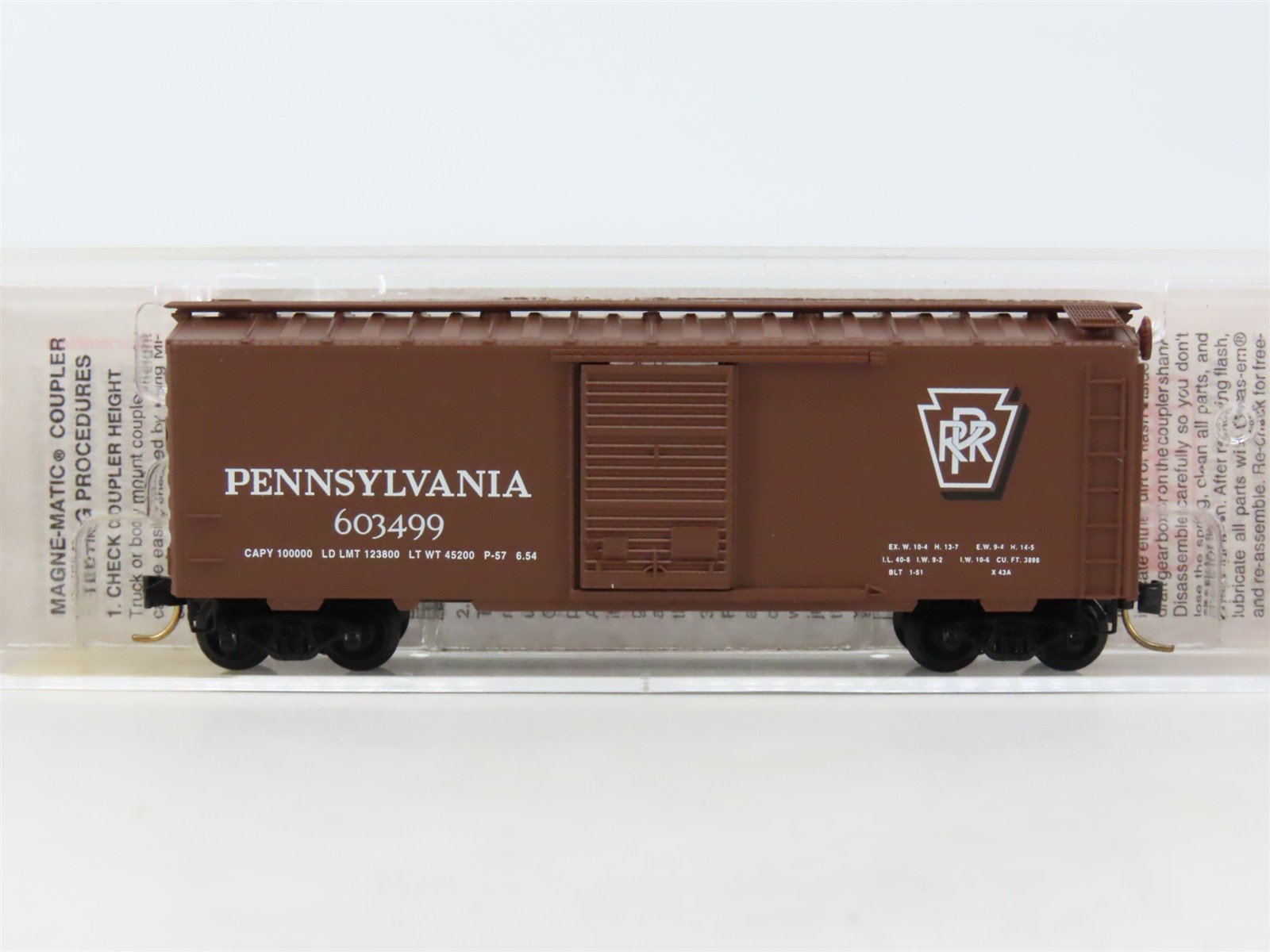 N Scale Micro-Trains MTL 20780/3 PRR Pennsylvania 40' Single Door Boxcar #603499