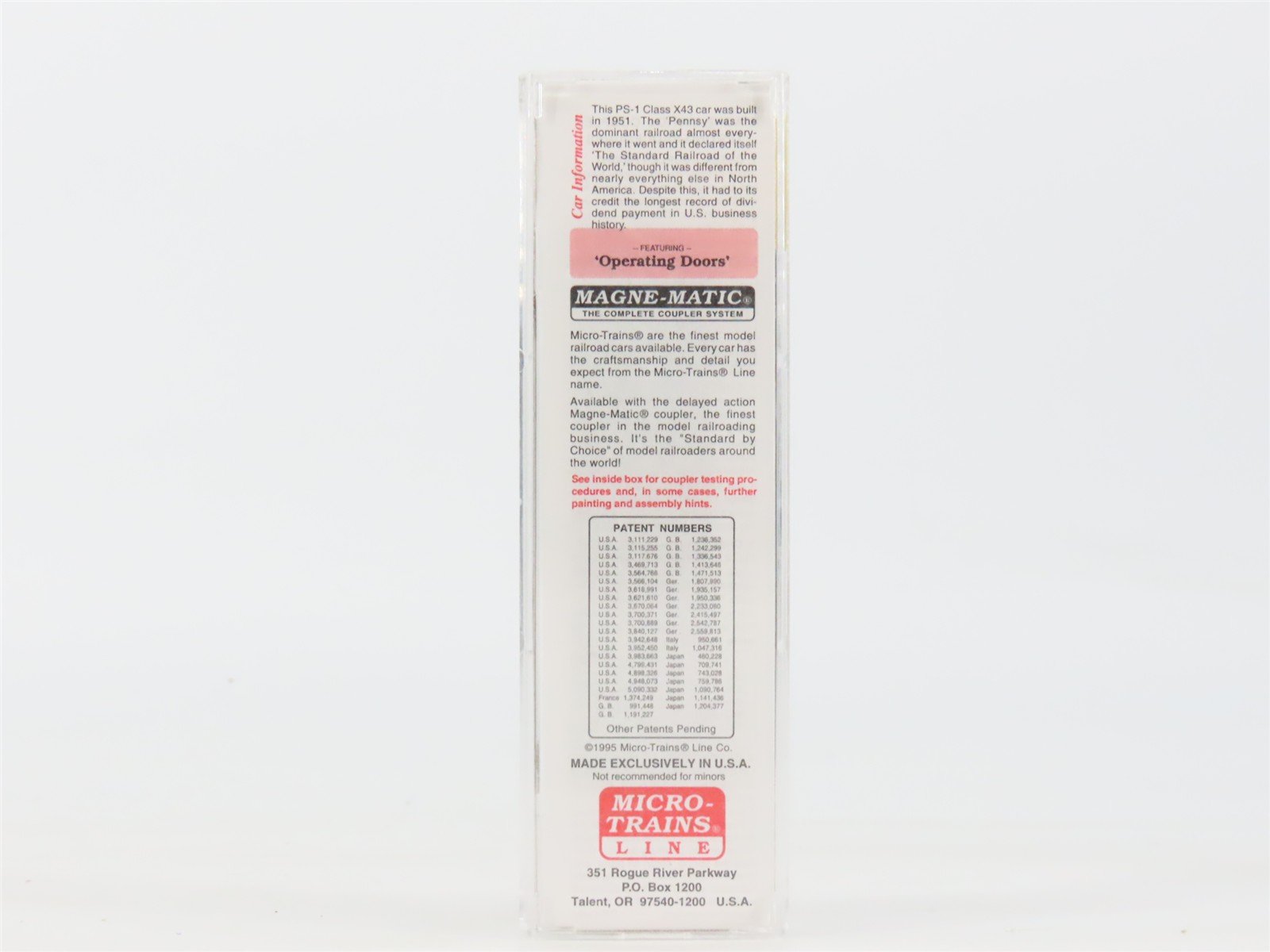 N Scale Micro-Trains MTL 20780/3 PRR Pennsylvania 40' Single Door Boxcar #603499