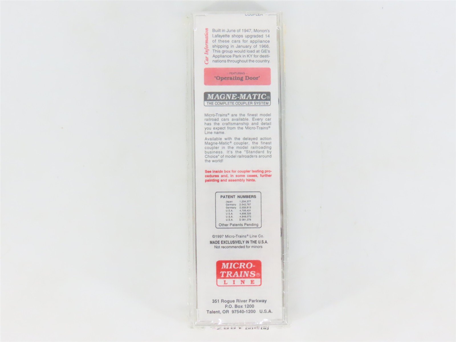 N Scale Micro-Trains MTL 20770 MON MONON 40' Single Door Box Car #1238