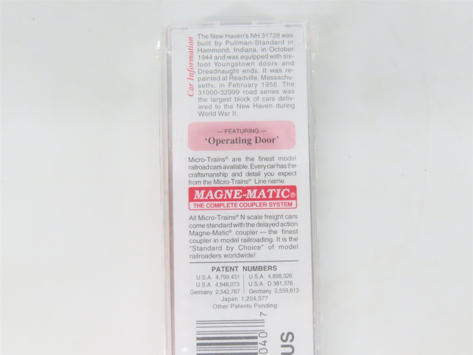 N Scale Micro-Trains MTL 20830 NH New Haven 40' Single Door Box Car #31728
