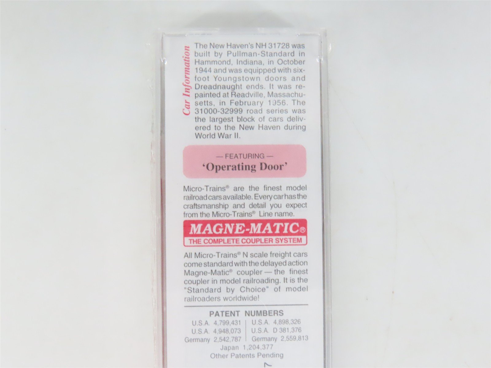 N Scale Micro-Trains MTL 20830 NH New Haven 40' Single Door Box Car #31728
