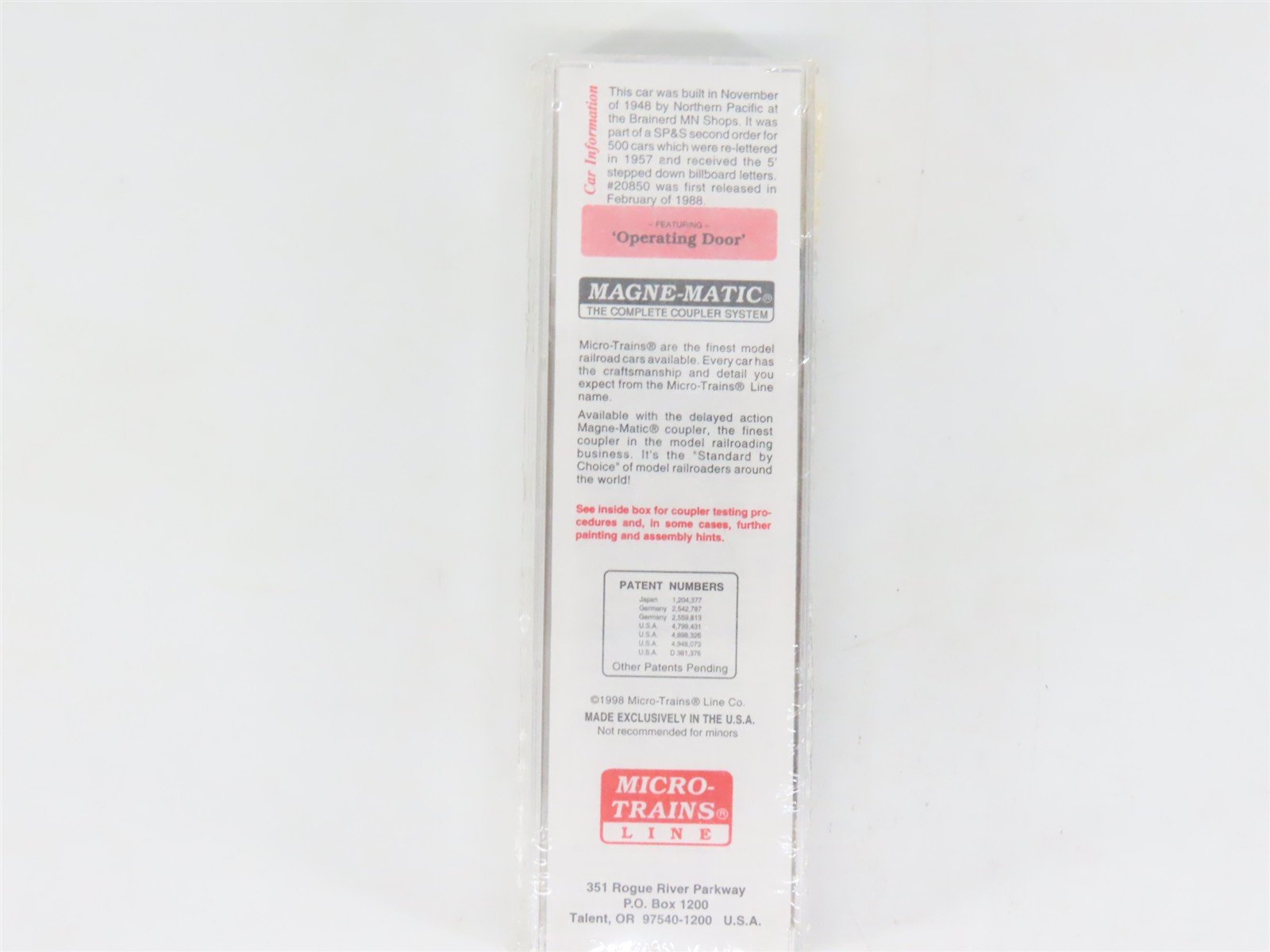 N Scale Micro-Trains MTL 20850 SP&S Spokane Portland & Seattle 40' Boxcar #12218