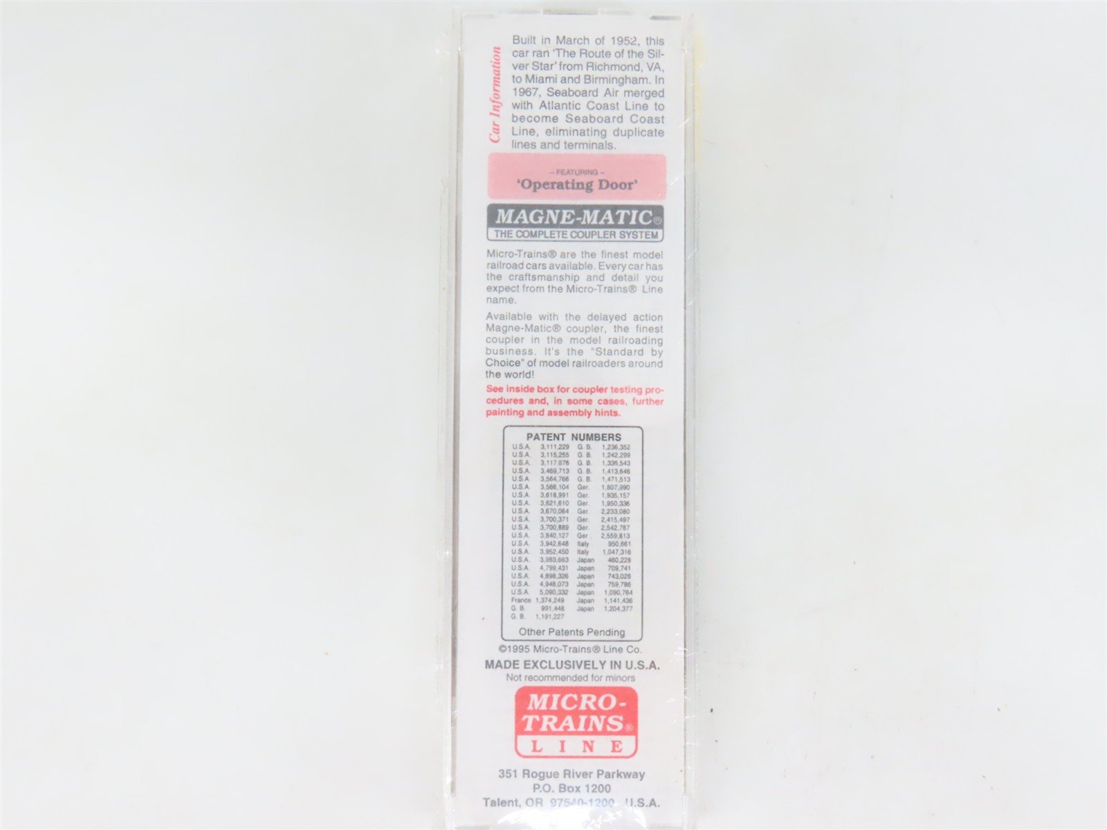 N Micro-Trains MTL 20650 SAL Seaboard Air Line Silver Star 40' Box Car #25439