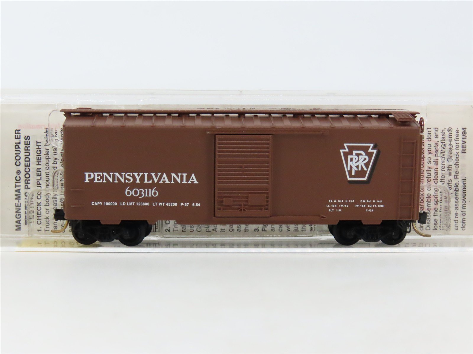 N Scale Micro-Trains MTL 20780 PRR Pennsylvania 40' Single Door Box Car #603116