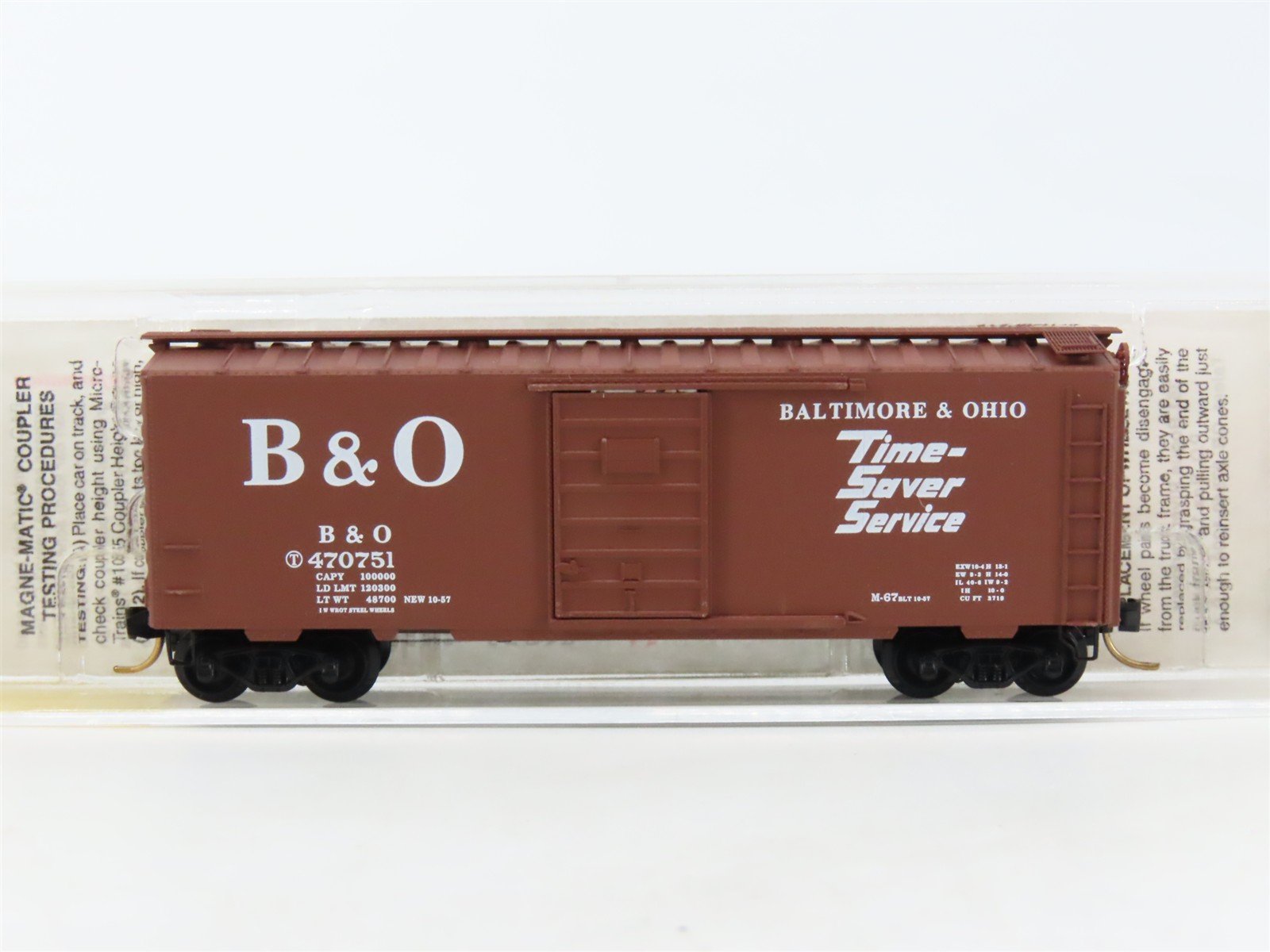 N Scale Micro-Trains MTL 20346/2 B&O Time Saver Service 40' Box Car #470751