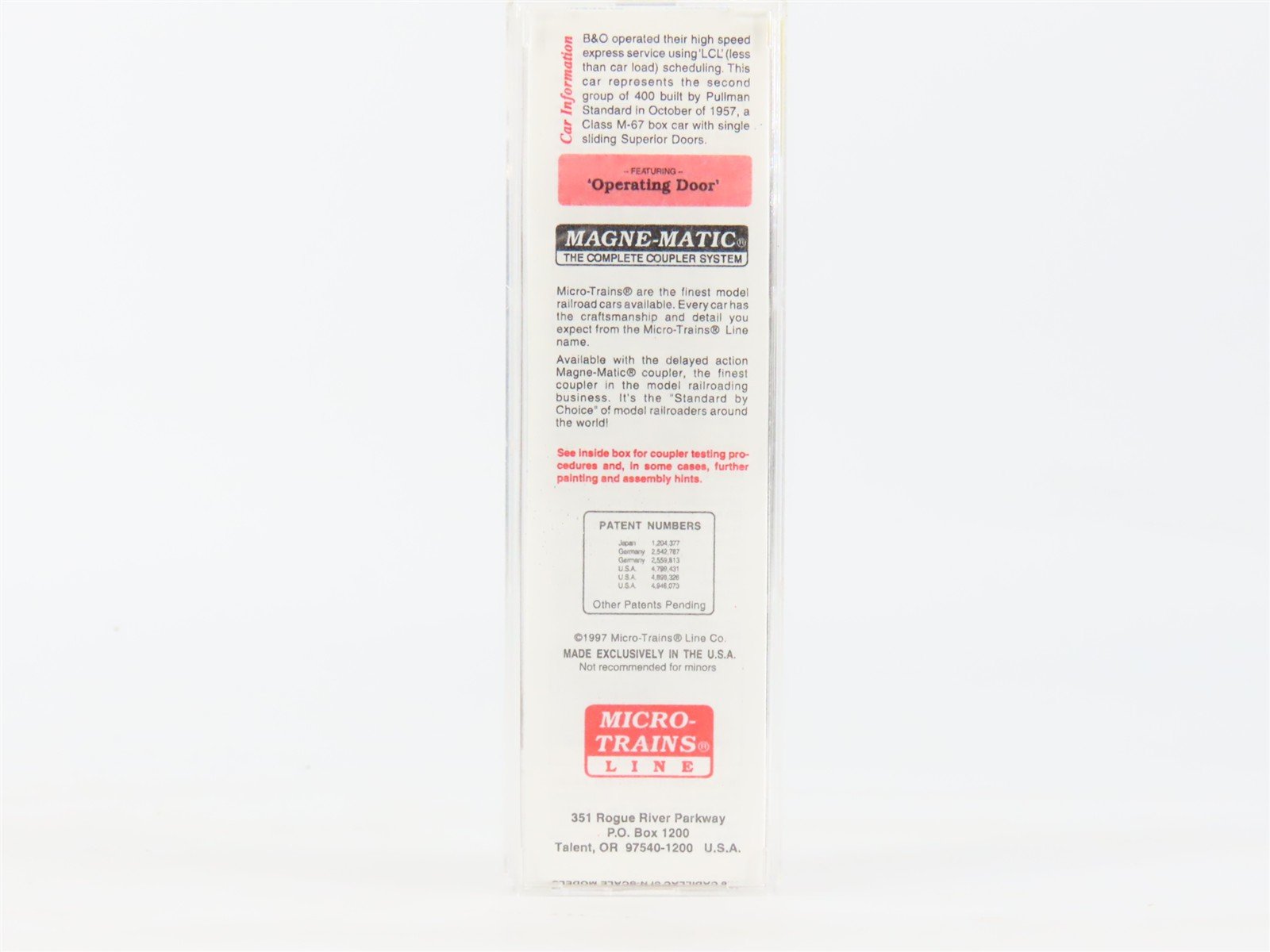 N Scale Micro-Trains MTL 20346/2 B&O Time Saver Service 40' Box Car #470751