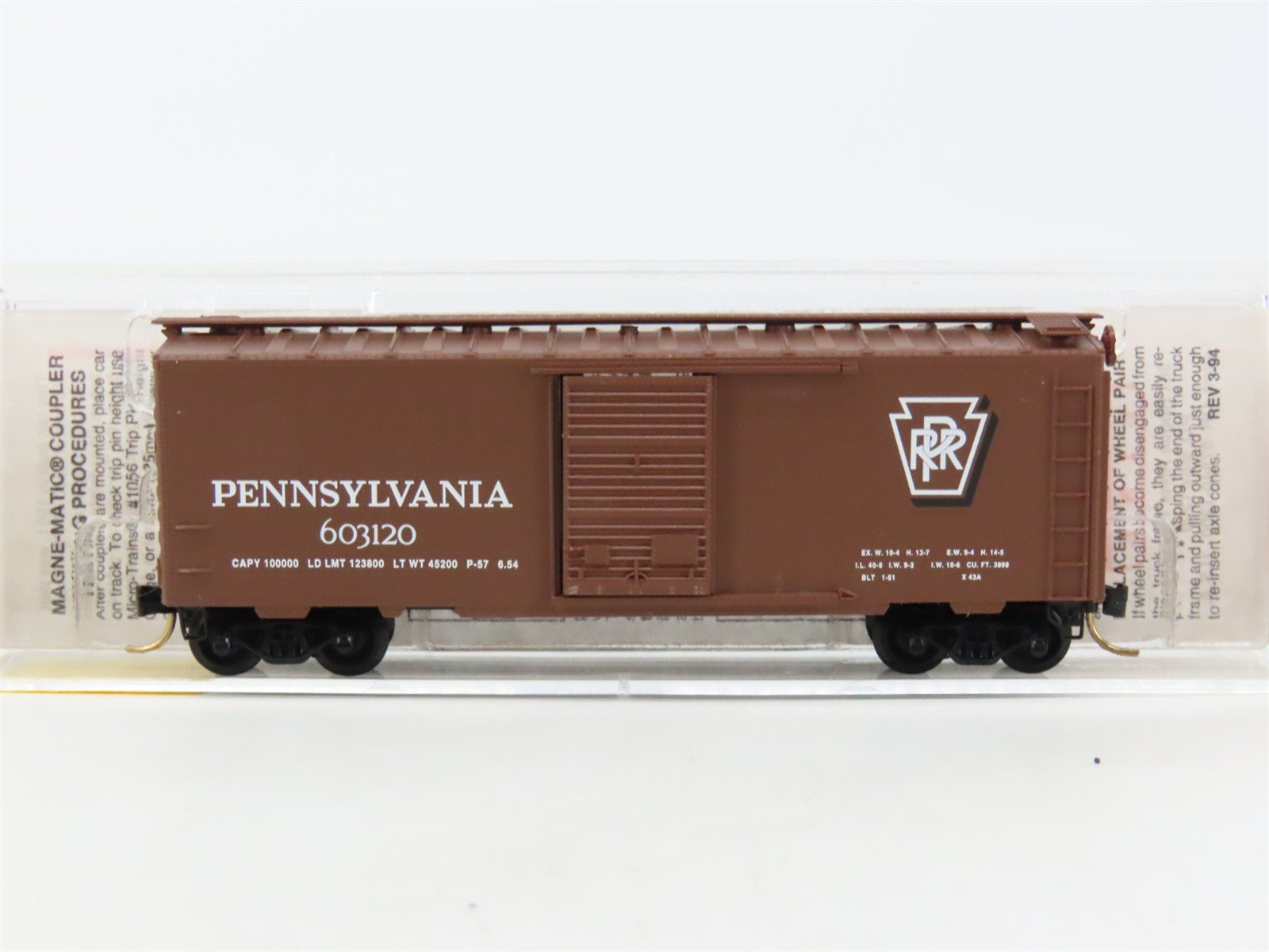 N Scale Micro-Trains MTL 20780/2 PRR Pennsylvania 40' Single Door Boxcar #603120