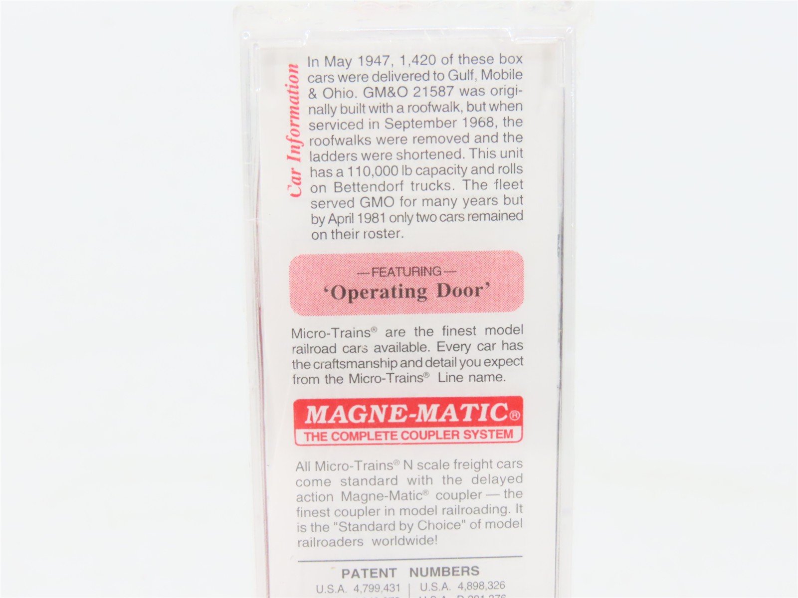 N Scale Micro-Trains MTL 24240 GM&O Gulf Mobile & Ohio 40' Box Car #21587