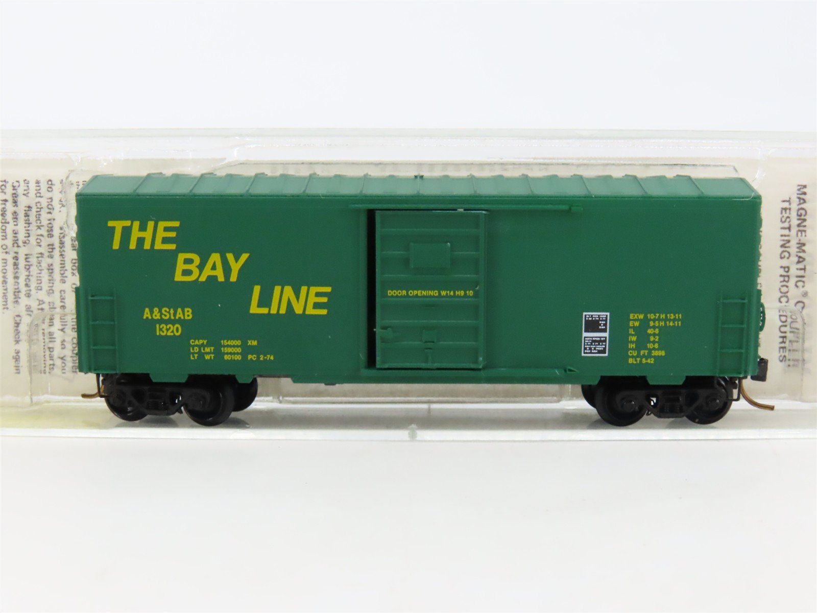 N Kadee Micro-Trains MTL 24210 A&StAB The Bay Line 40' Single Door Box Car #1320