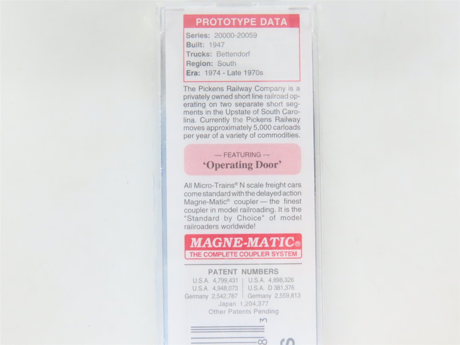 N Scale Micro-Trains MTL 02400140 PICK Pickens 40' Single Door Box Car #20039