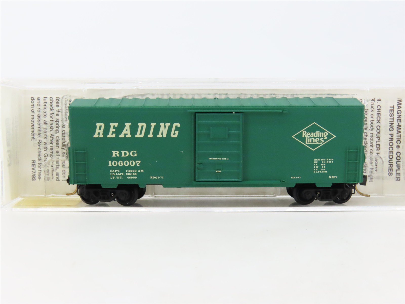 N Scale Micro-Trains MTL 24230 RDG Reading Lines 40' Single Door Box Car #106007