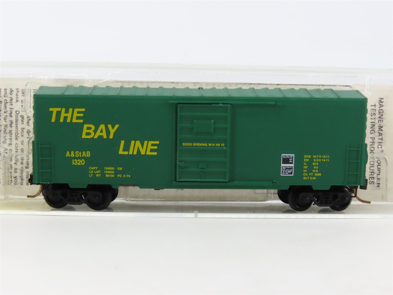 N Scale Kadee Micro-Trains MTL 24210 A&StAB The Bay Line 40' Box Car #1320