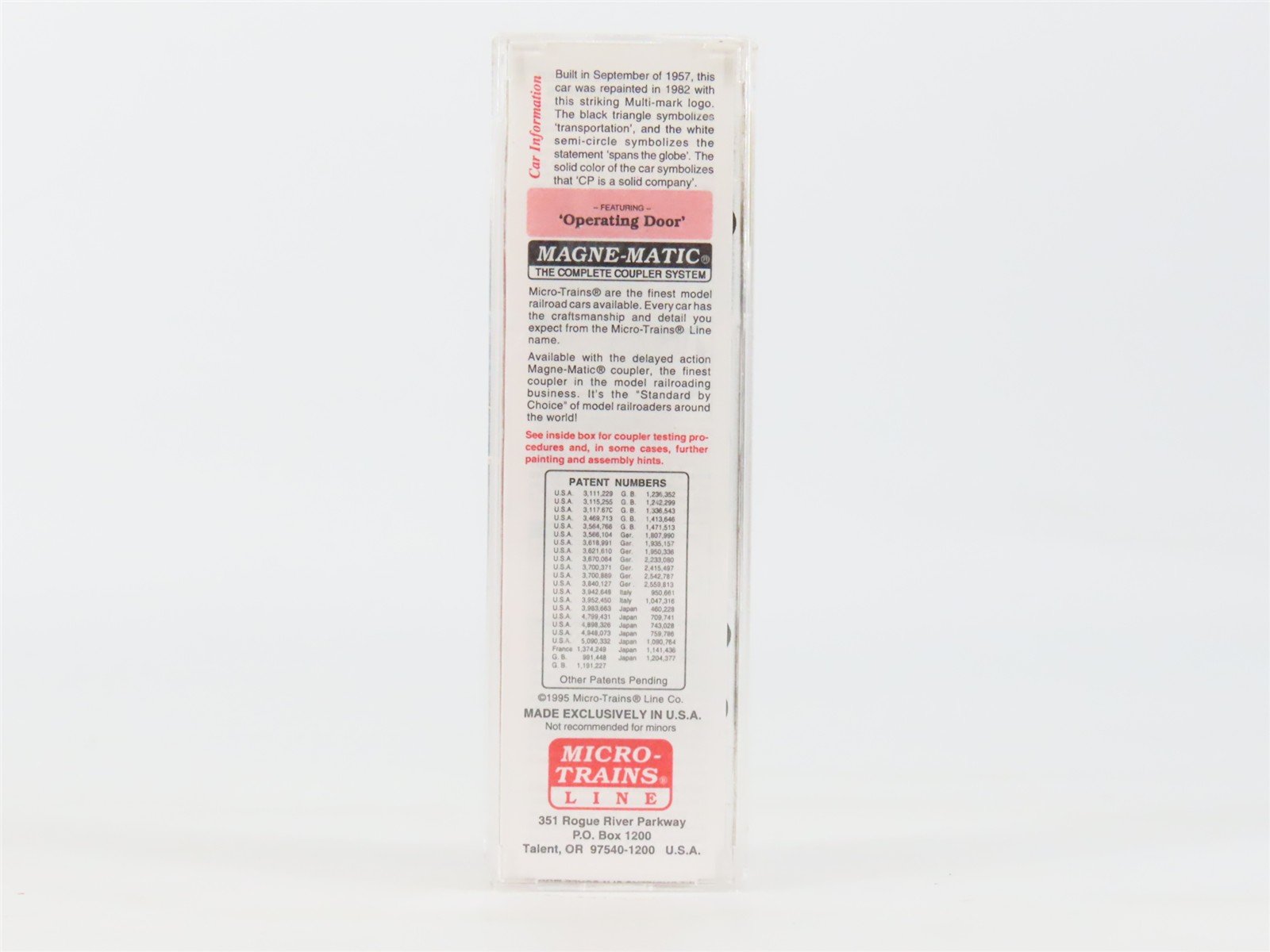 N Scale Micro-Trains MTL 24260 CP Rail 40' Single Door Box Car #55935