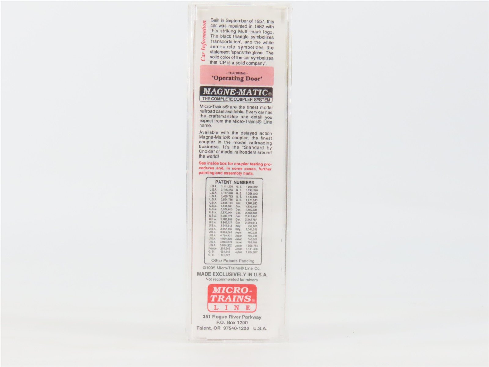 N Scale Micro-Trains MTL 24260 CP Rail 40' Single Door Box Car #55935