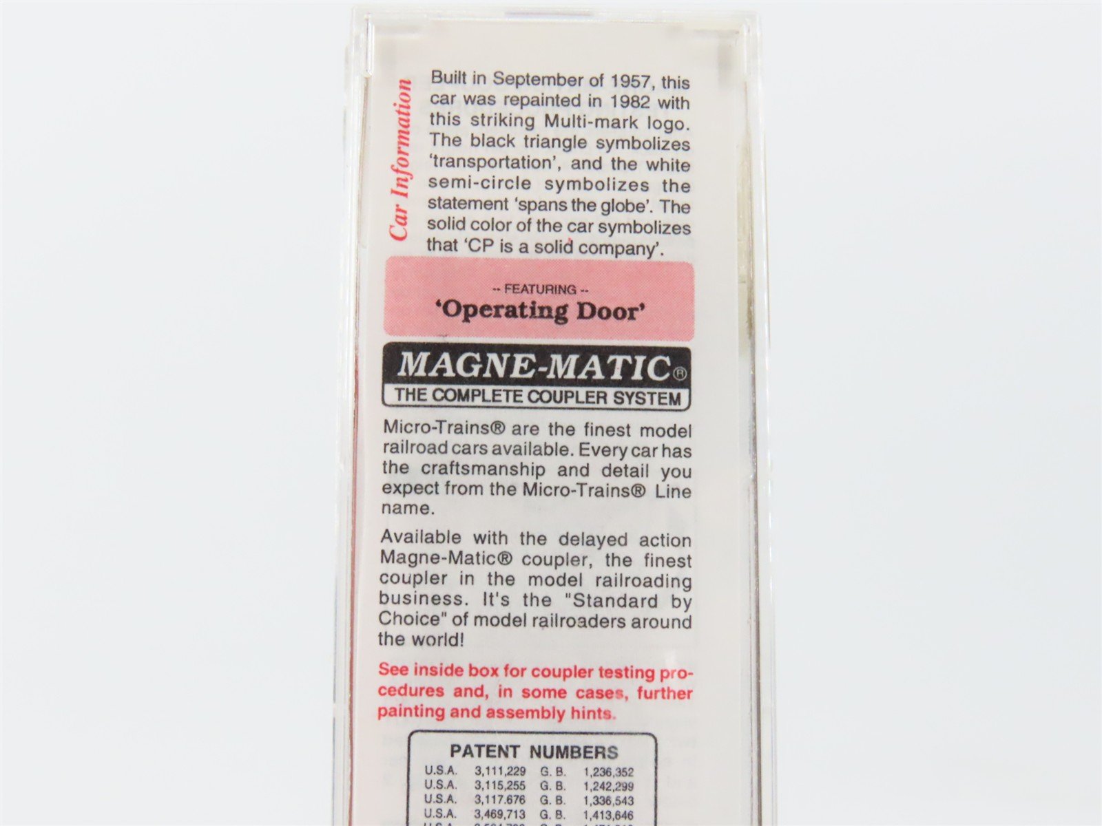 N Scale Micro-Trains MTL 24260 CP Rail 40' Single Door Box Car #55935