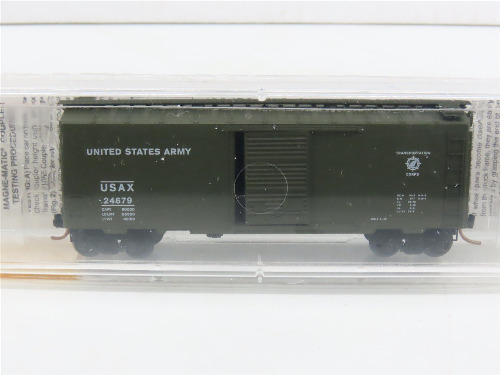 N Scale Micro-Trains MTL 20456 USAX United States Army 40' Box Car #24679