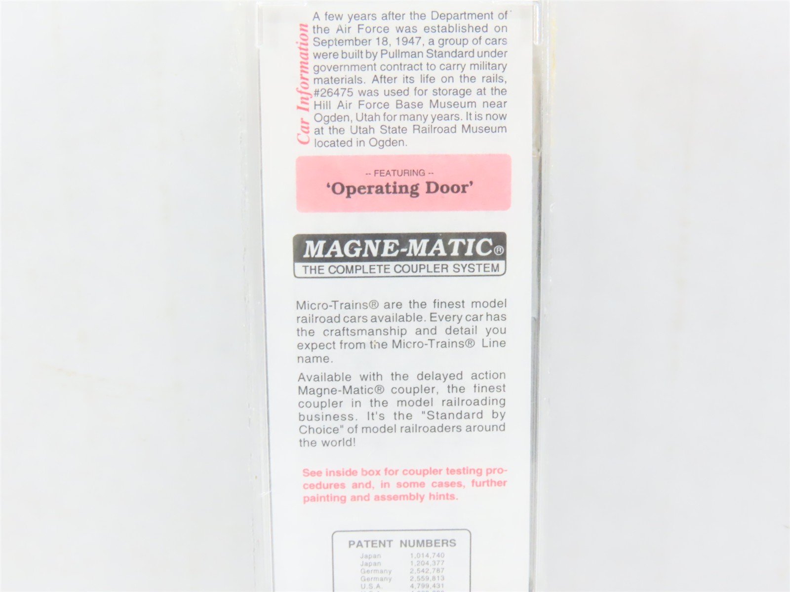 N Scale Micro-Trains MTL 20446 DAFX United States Air Force 40' Box Car #26475