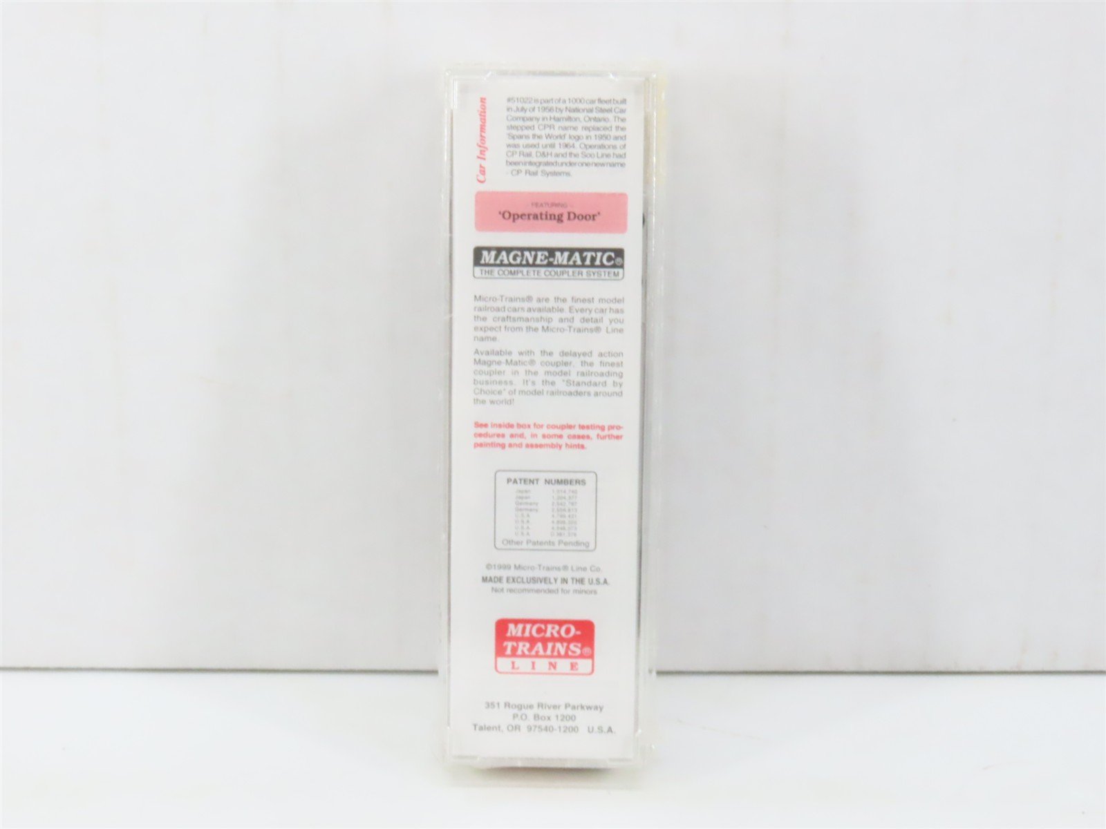 N Scale Micro-Trains MTL 20436 CP Canadian Pacific Railway 40' Box Car #51022