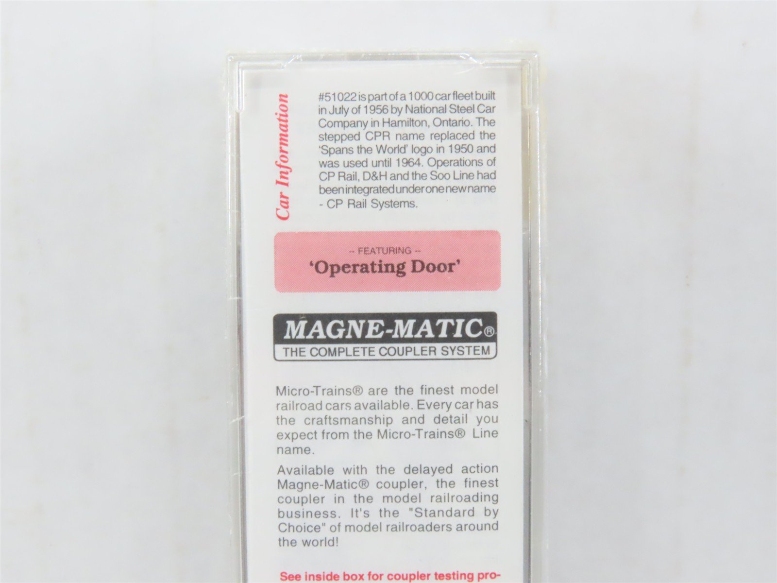 N Scale Micro-Trains MTL 20436 CP Canadian Pacific Railway 40' Box Car #51022