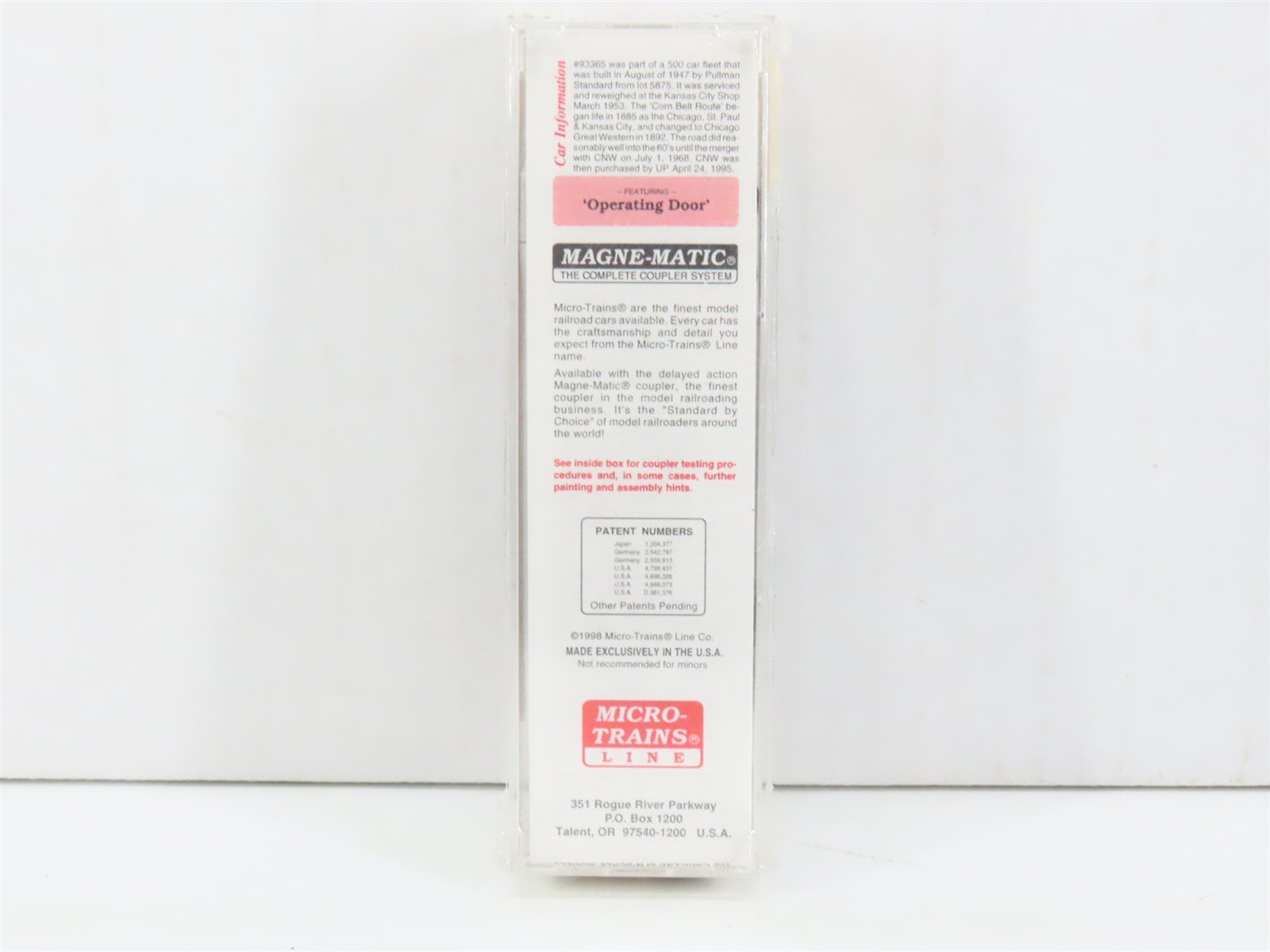 N Scale Micro-Trains MTL 20466 CGW Chicago Great Western 40' Box Car #93365