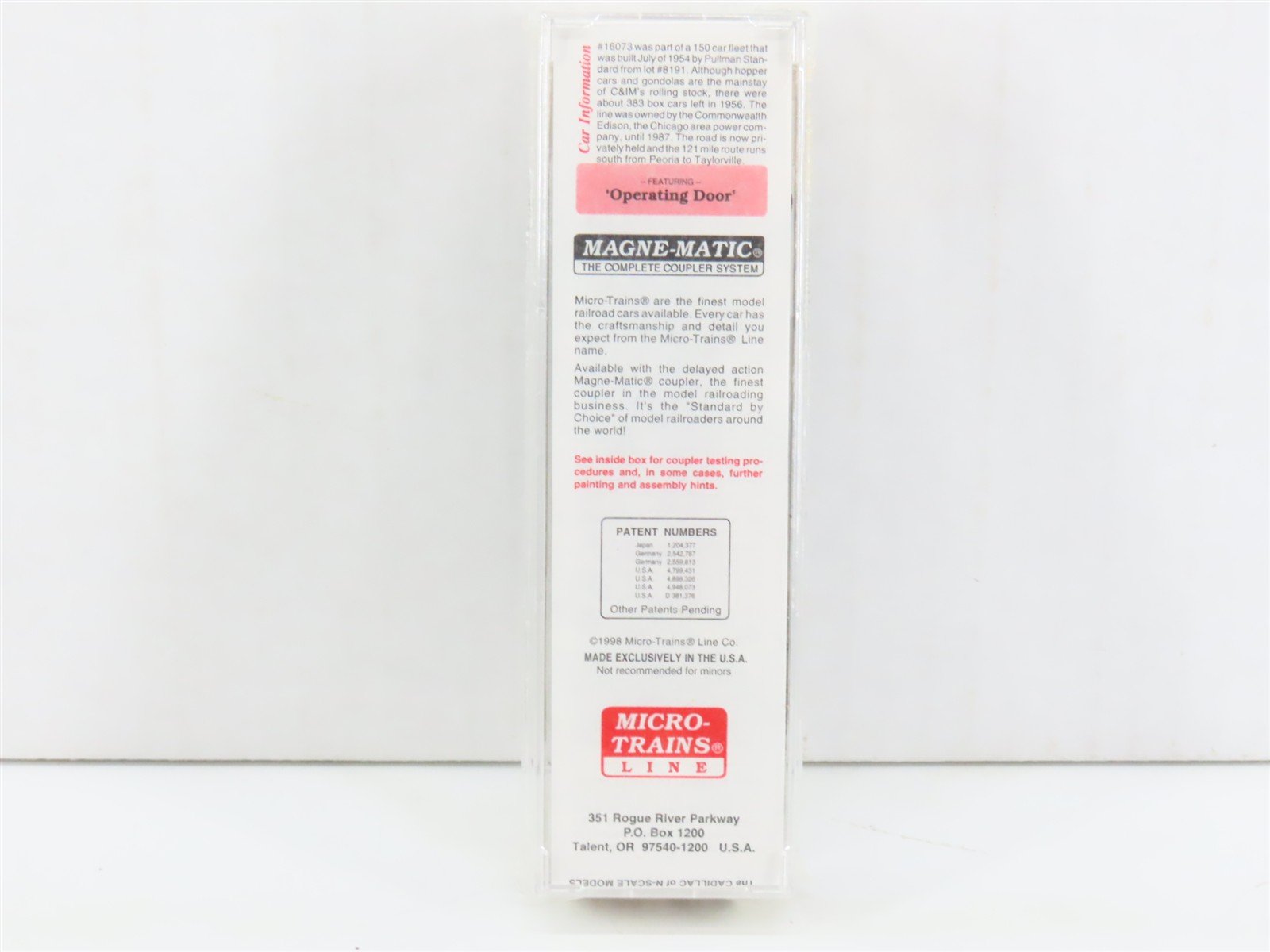 N Scale Micro-Trains MTL 20476 CIM Chicago & Illinois Midland 40' Box Car #16073