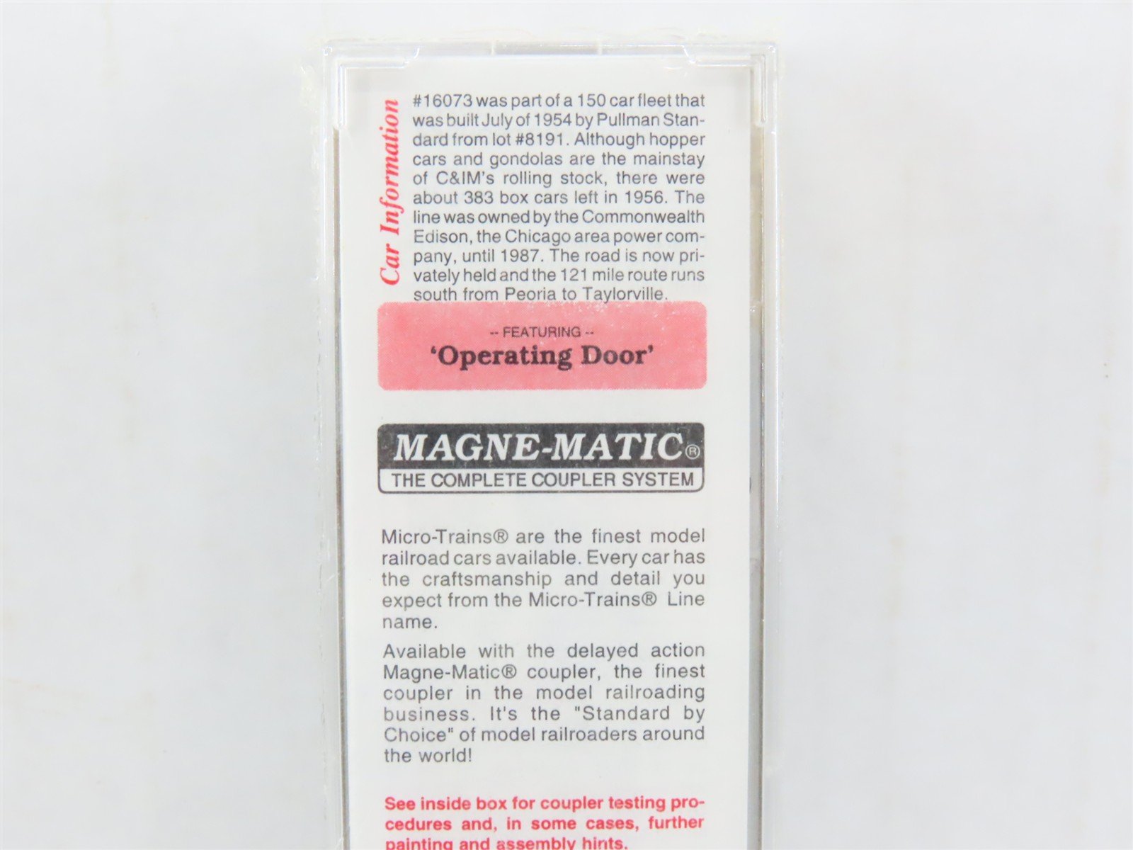 N Scale Micro-Trains MTL 20476 CIM Chicago & Illinois Midland 40' Box Car #16073