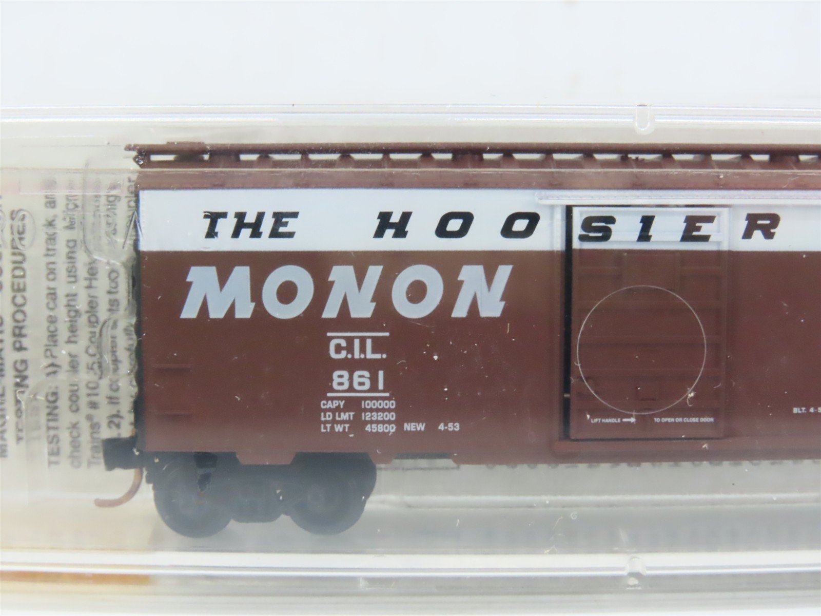 N Scale Micro-Trains MTL 20486 CIL Monon The Hoosier Line 40' Box Car #861