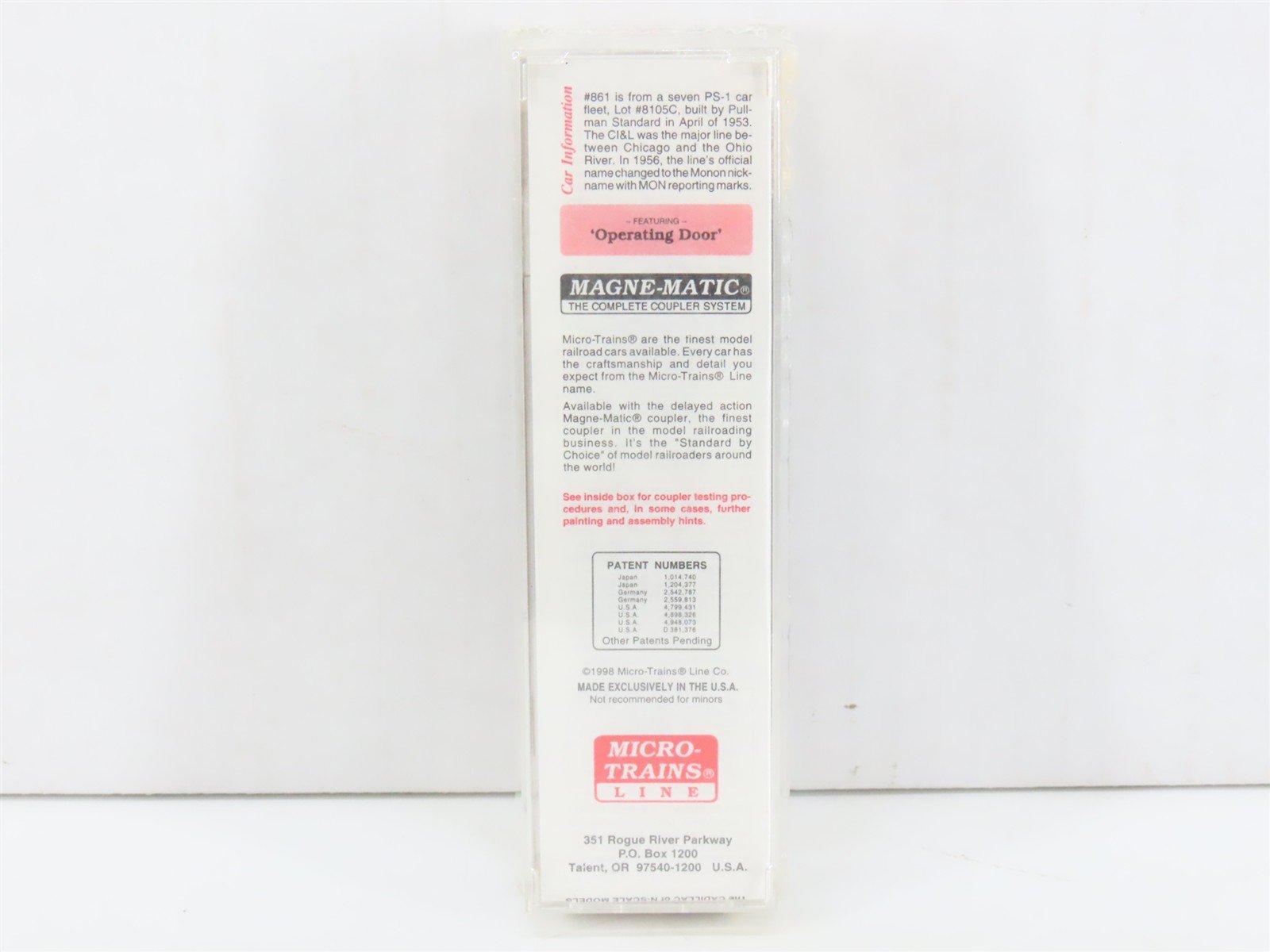 N Scale Micro-Trains MTL 20486 CIL Monon The Hoosier Line 40' Box Car #861