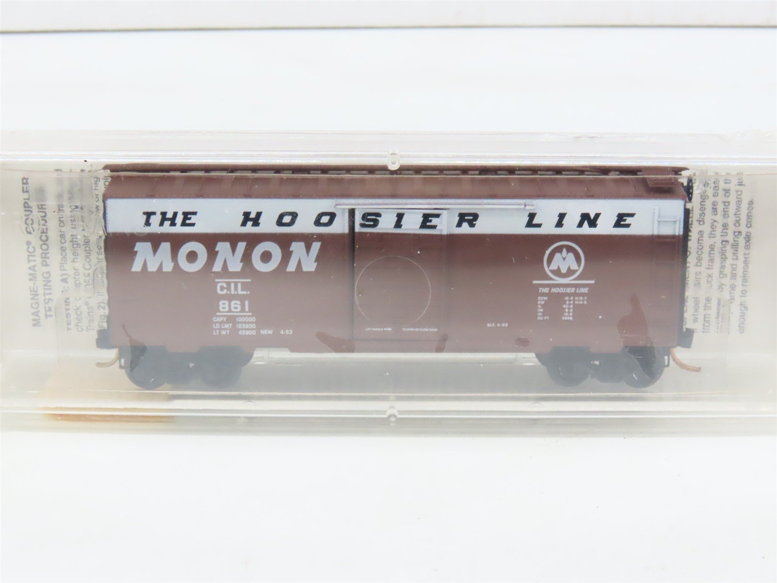 N Scale Micro-Trains MTL 20486 CIL Monon The Hoosier Line 40' Box Car #861