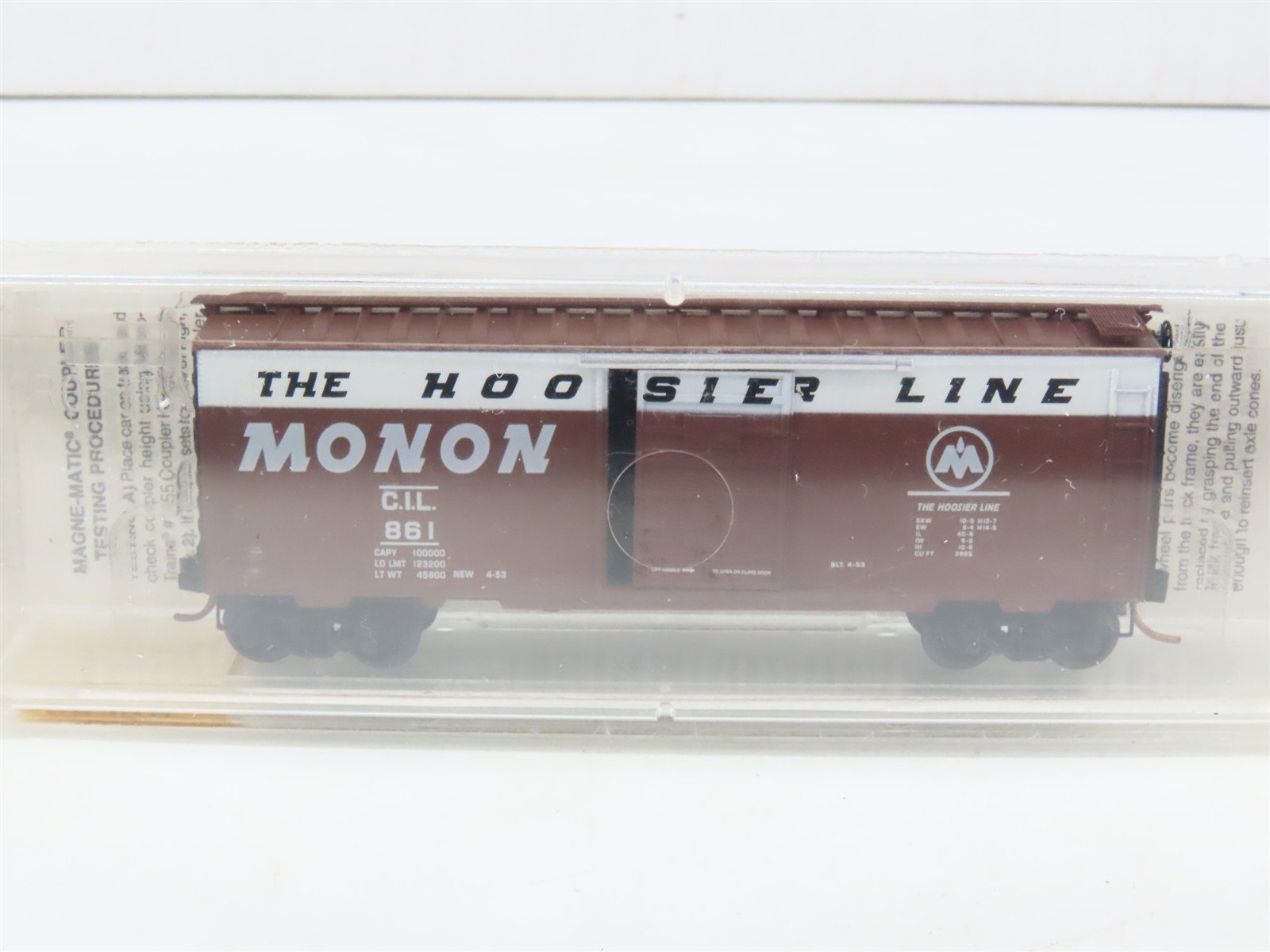 N Scale Micro-Trains MTL 20486 CIL Monon The Hoosier Line 40' Box Car #861